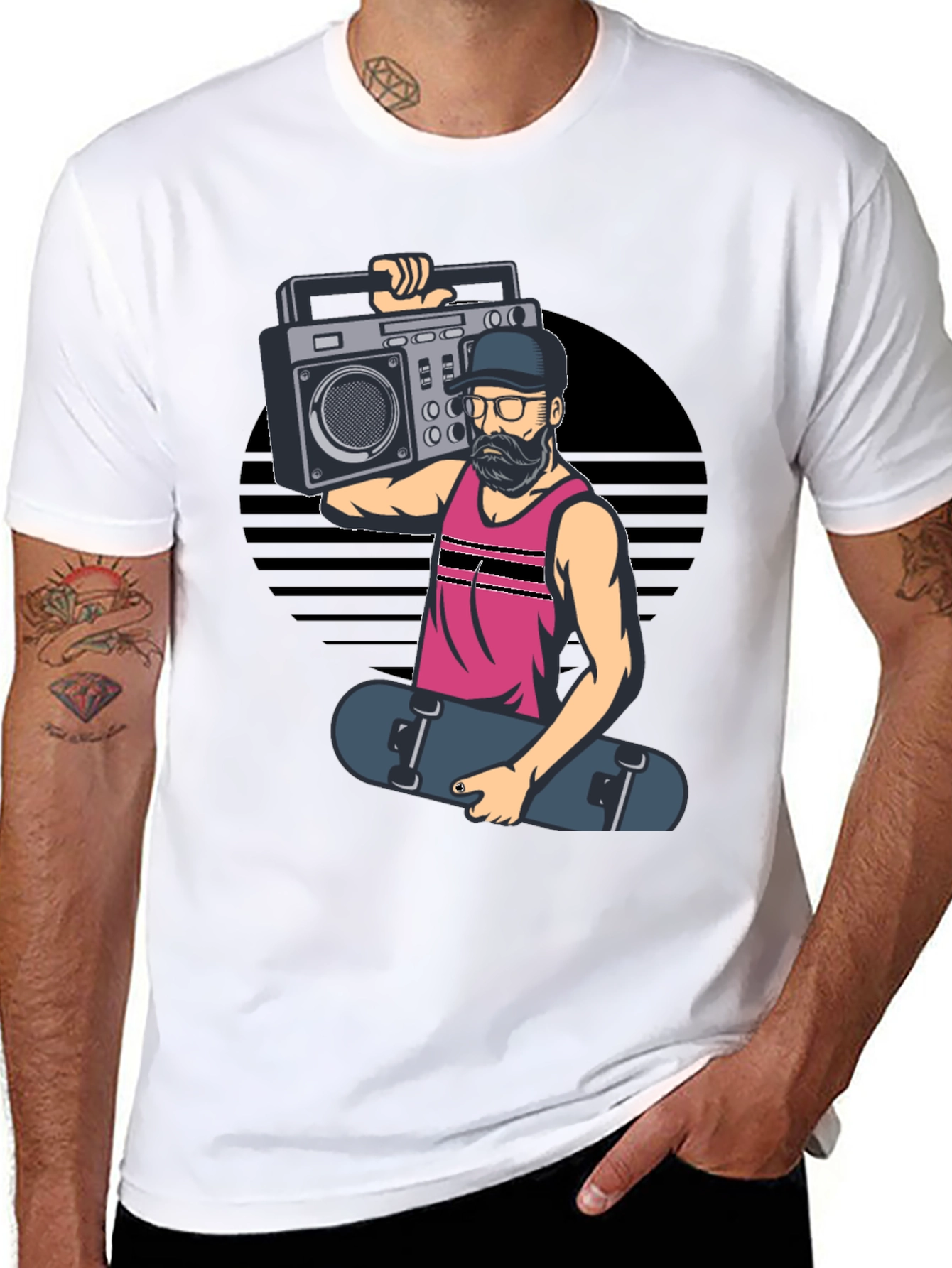 Black Retro Boombox Skater Graphic Tee view 8