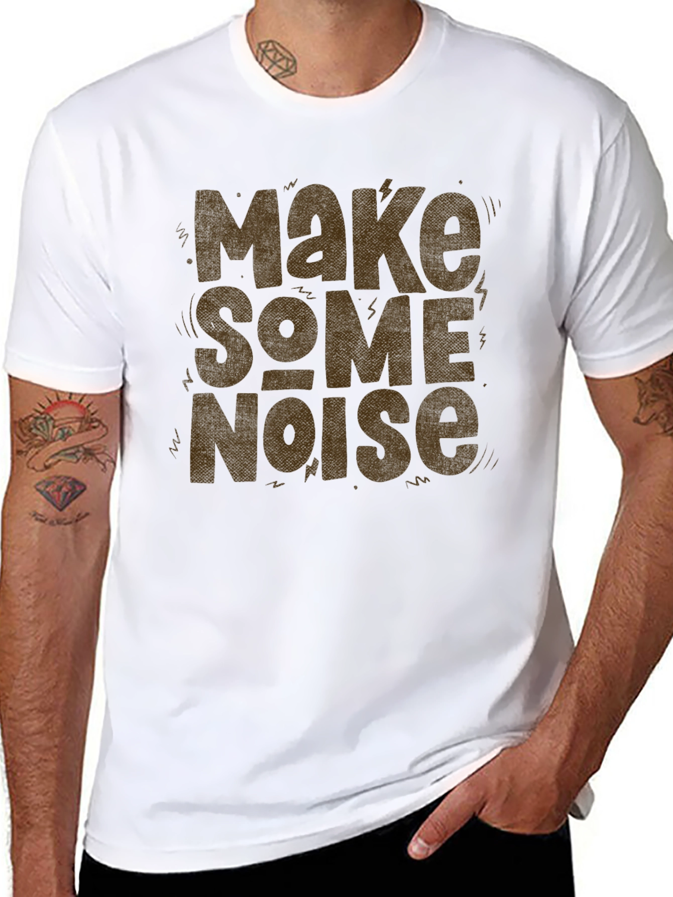 Black Make Some Noise Graphic Tee - Bold Statement Shirt view 8
