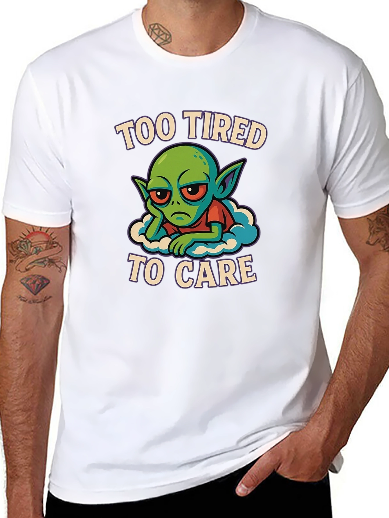 Black Too Tired to Care Graphic Tee view 8