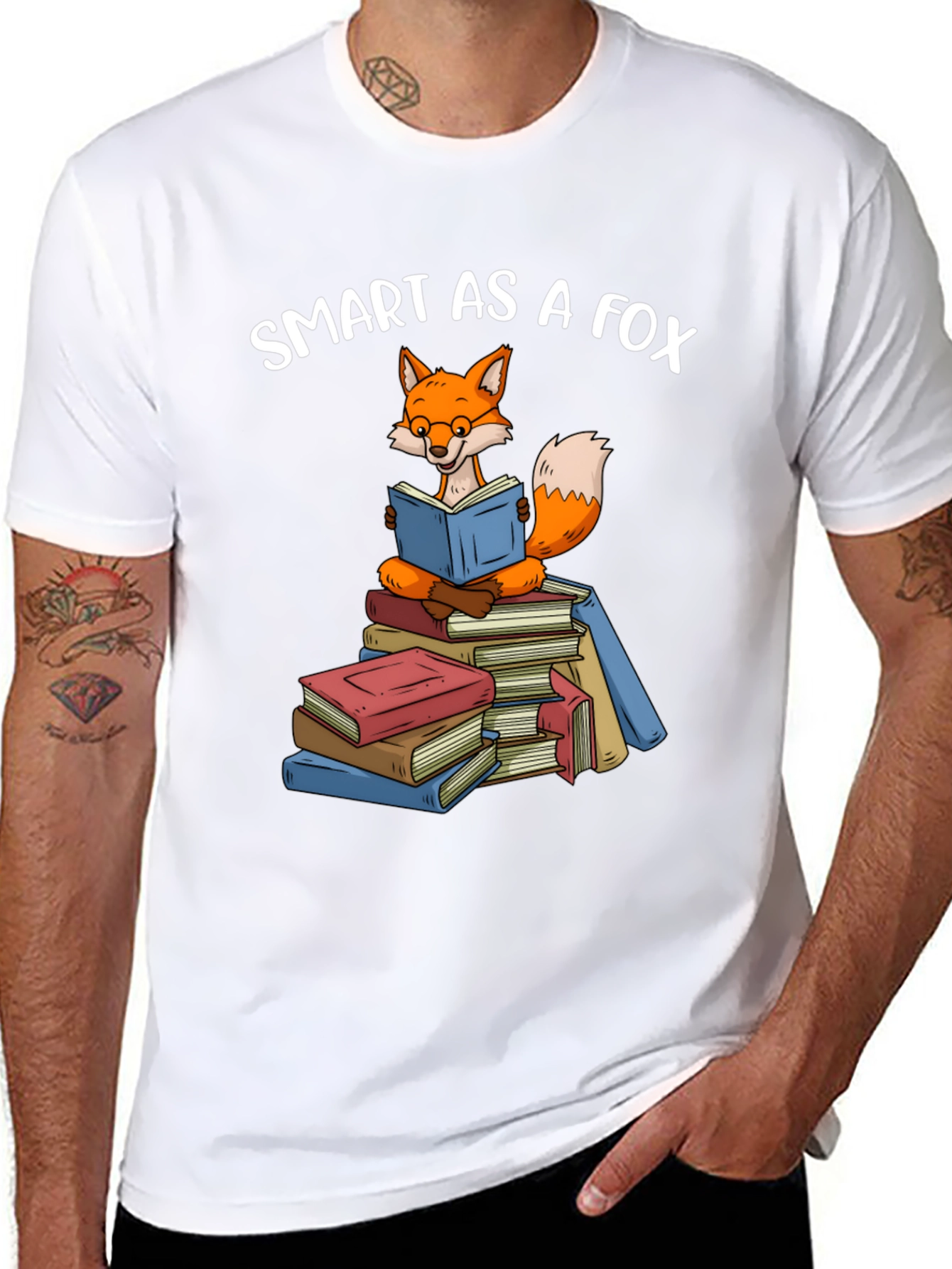 Black Smart Fox Reader T-Shirt - Book Lover Apparel view 8