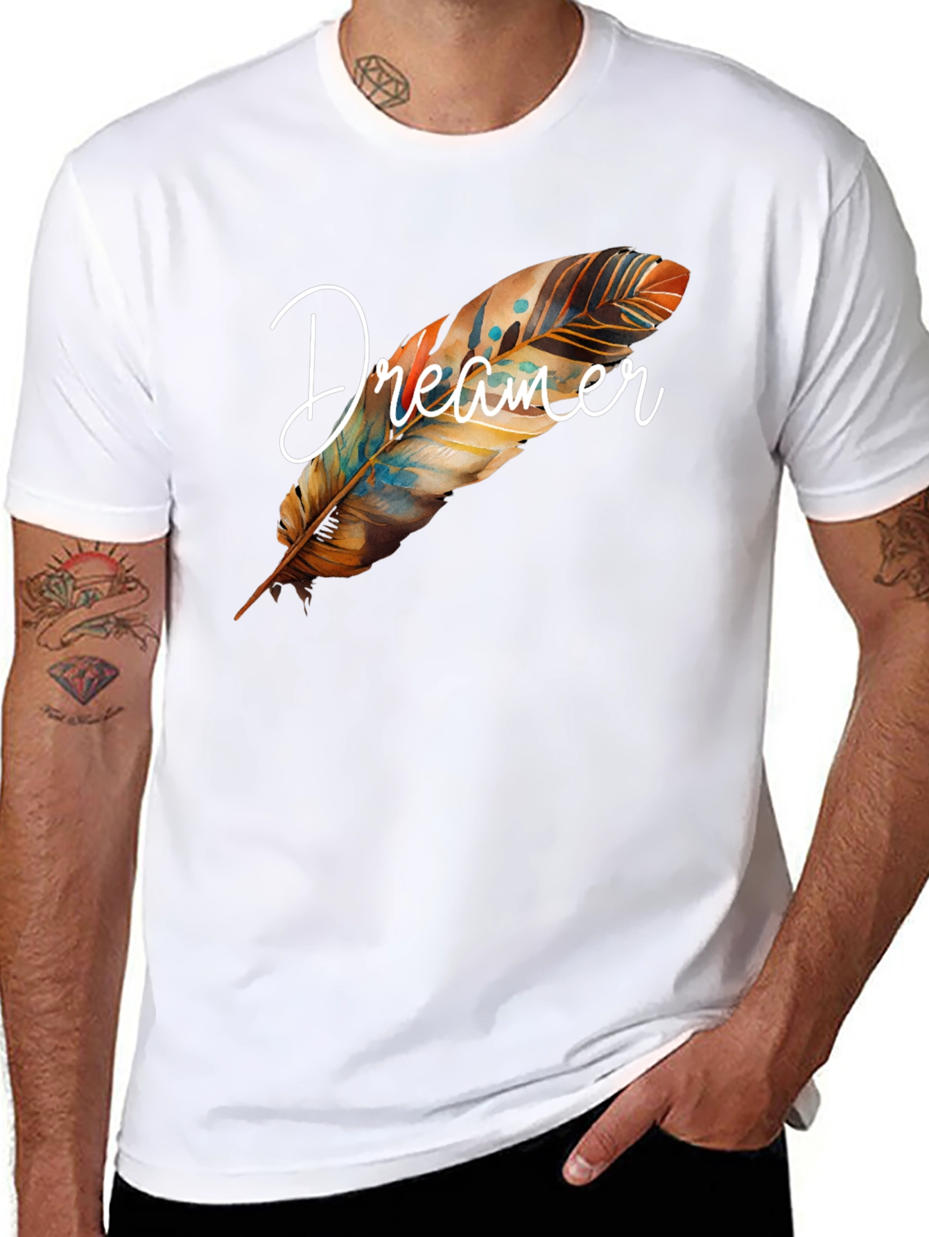 Dreamer Feather Graphic T-Shirt - 8