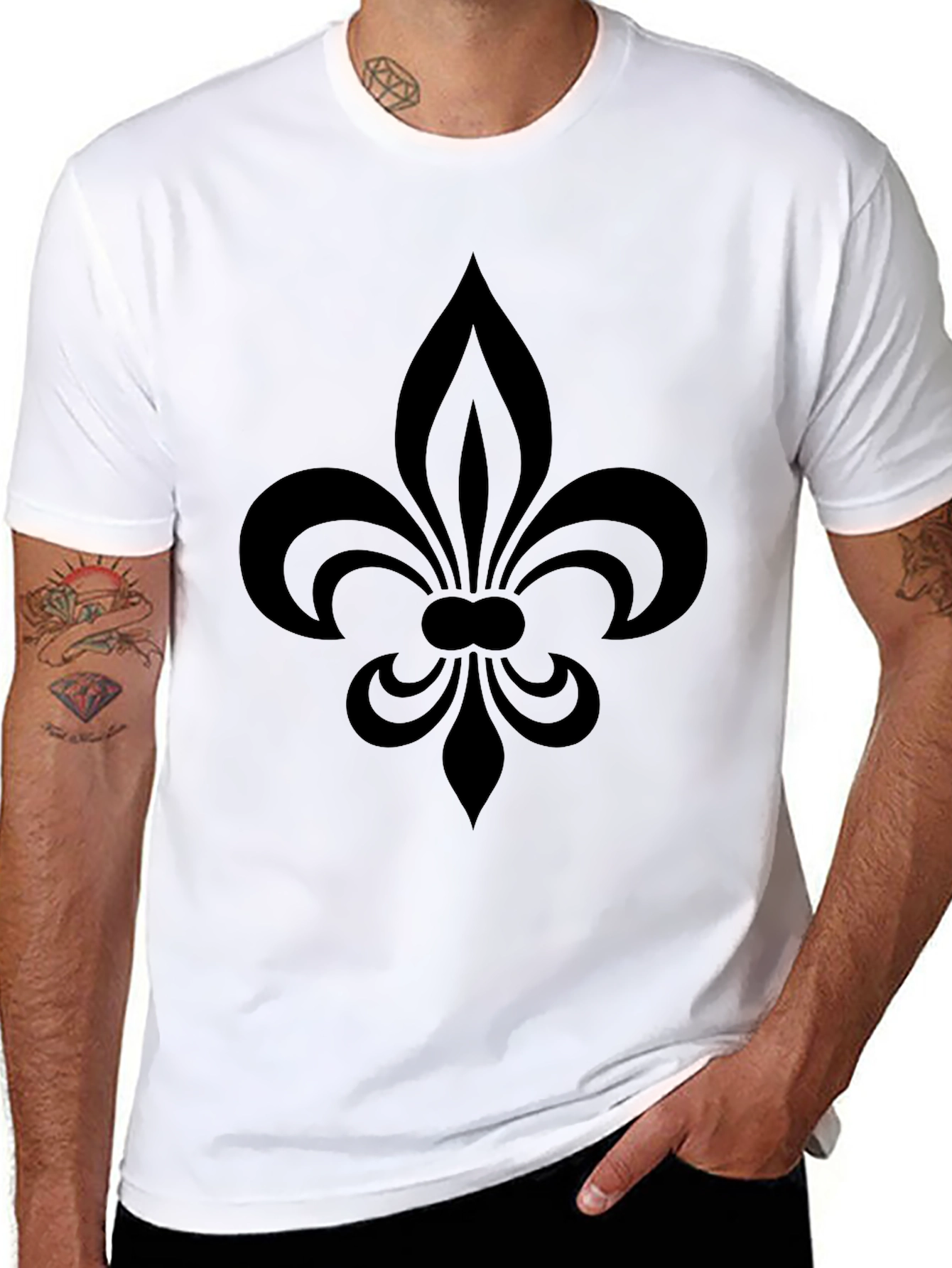 Black Black Fleur-de-lis Graphic Tee - Casual Comfort view 8