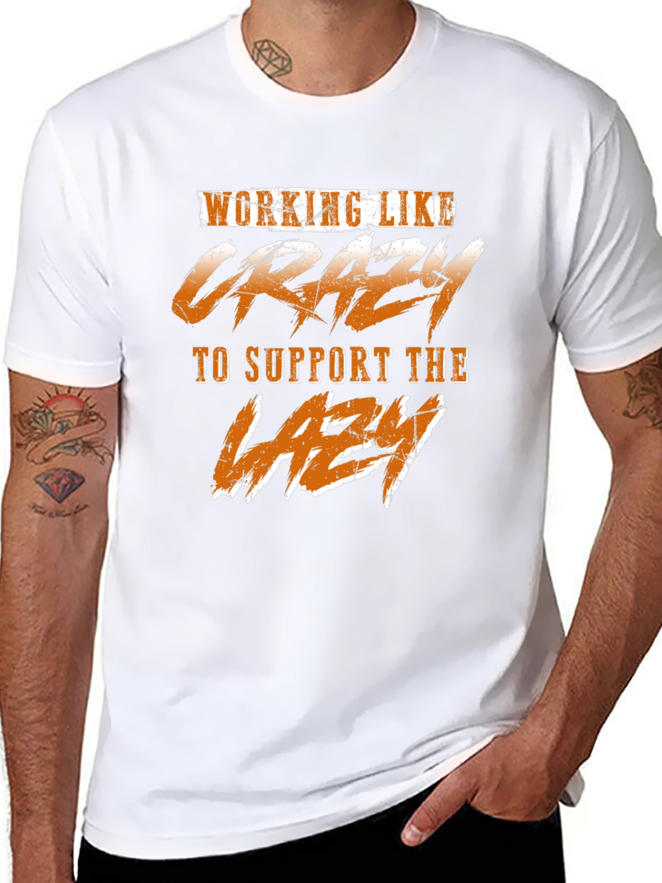 Black Working Like Crazy T-Shirt - Funny Graphic Tee view 8
