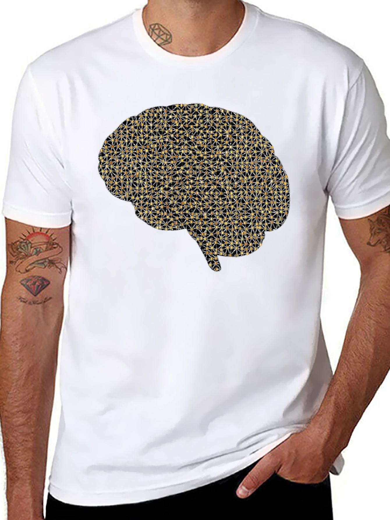 Black Brain Graphic Tee - Black Casual T-Shirt view 8