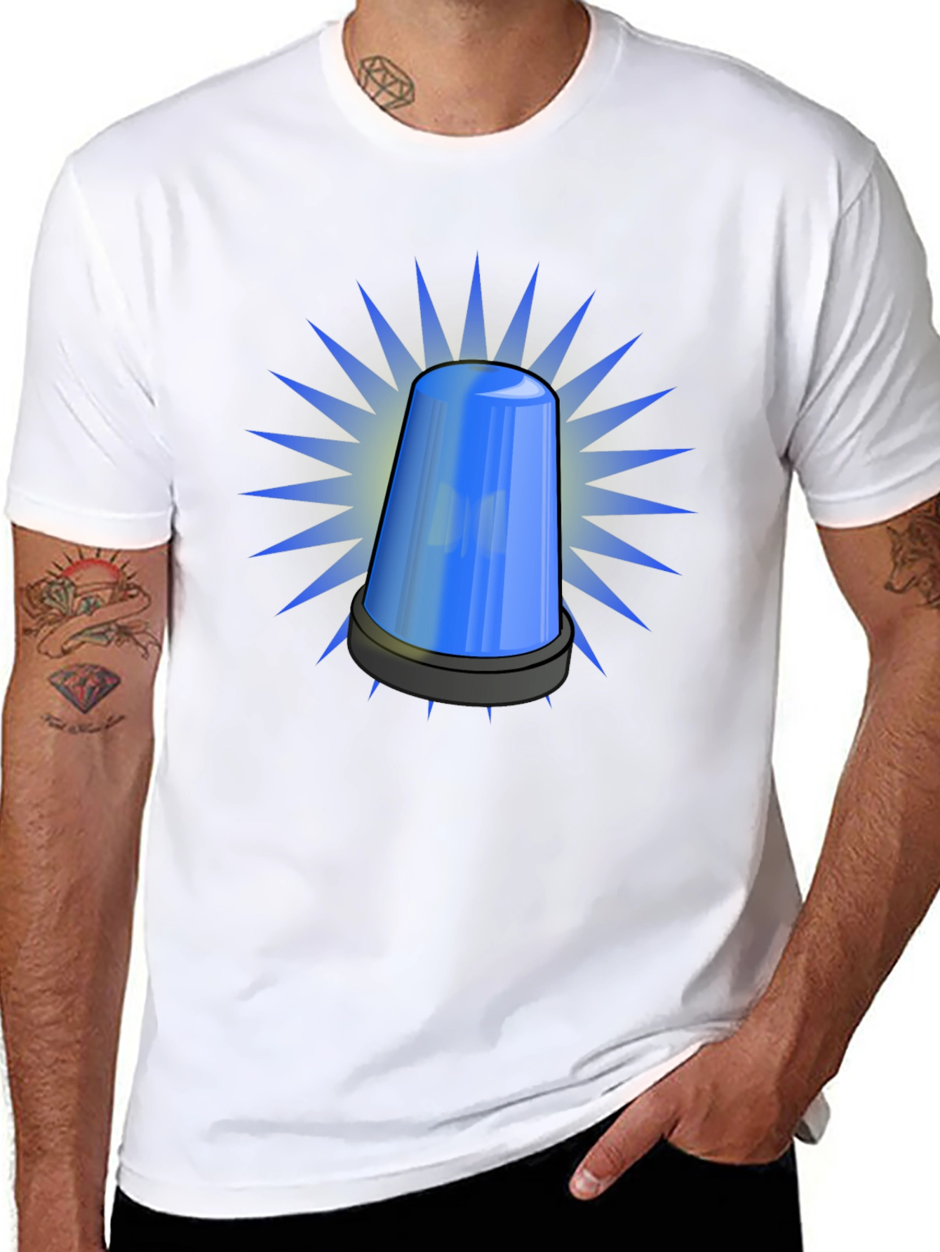 Black Blue Siren T-Shirt - Novelty Graphic Tee view 8