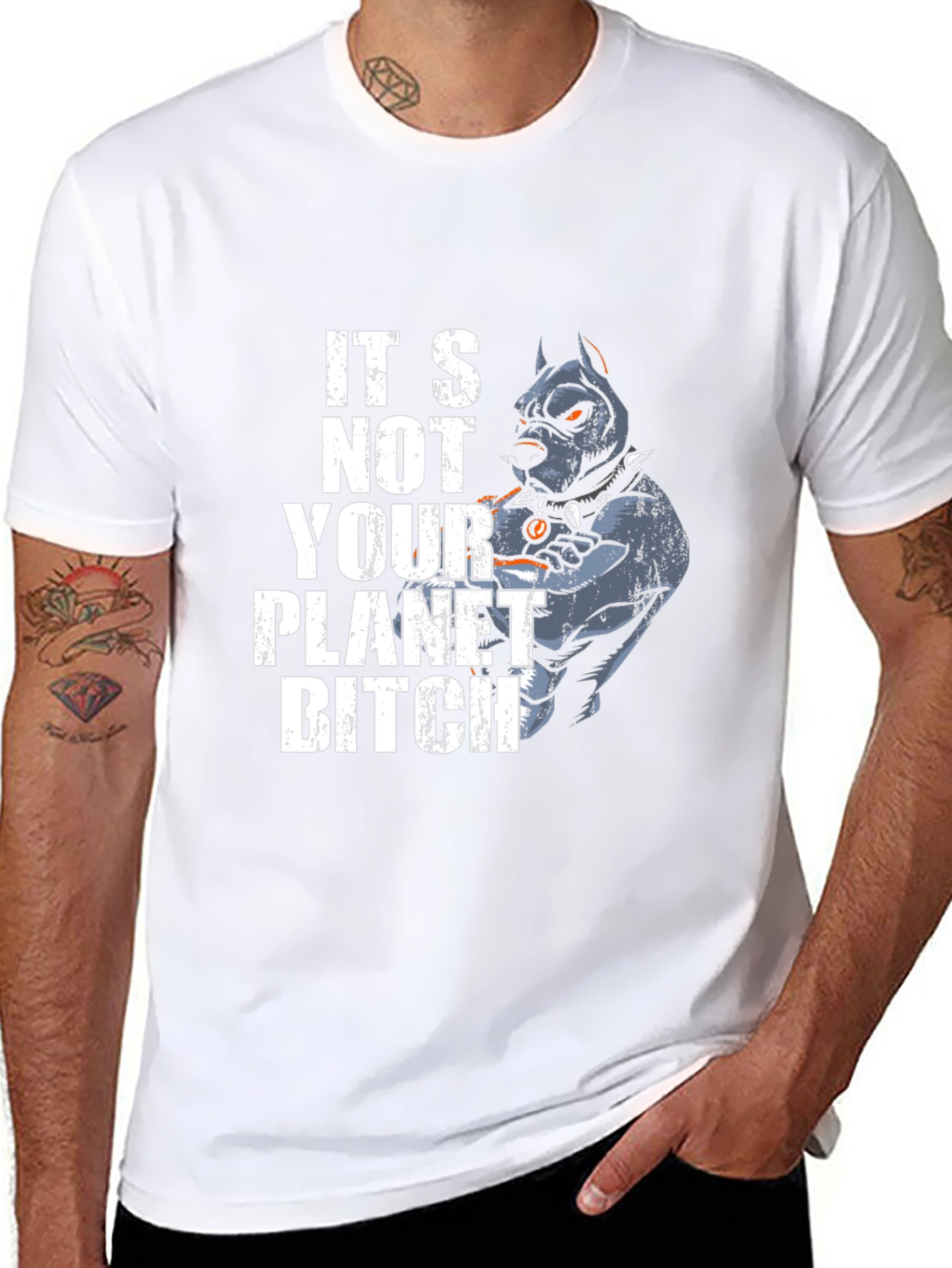 Black It's Not Your Planet Pitbull T-Shirt view 8