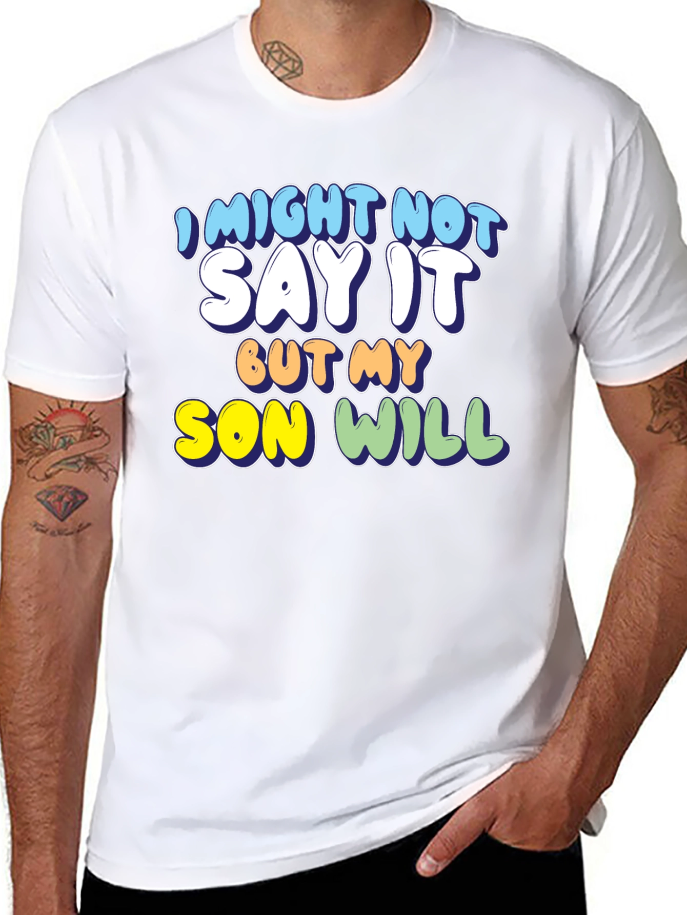 Black Funny Son T-Shirt: I Might Not Say It, But My Son Will! view 8