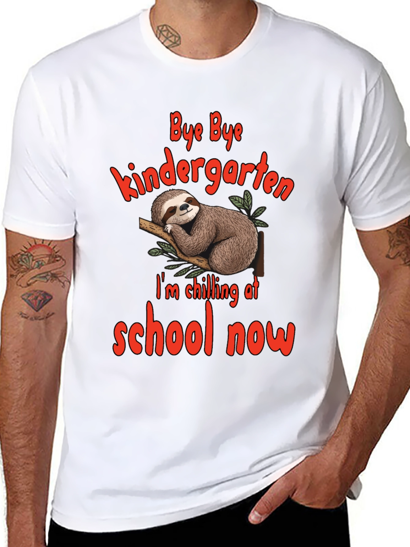 Black Bye Bye Kindergarten Sloth T-Shirt view 8
