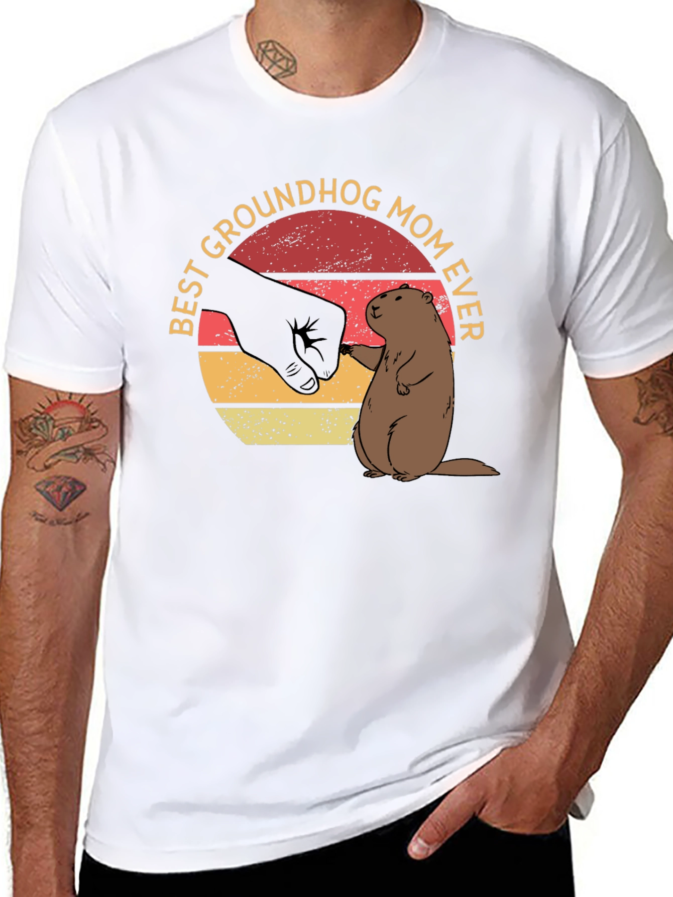 Black Best Groundhog Mom Ever T-Shirt view 8