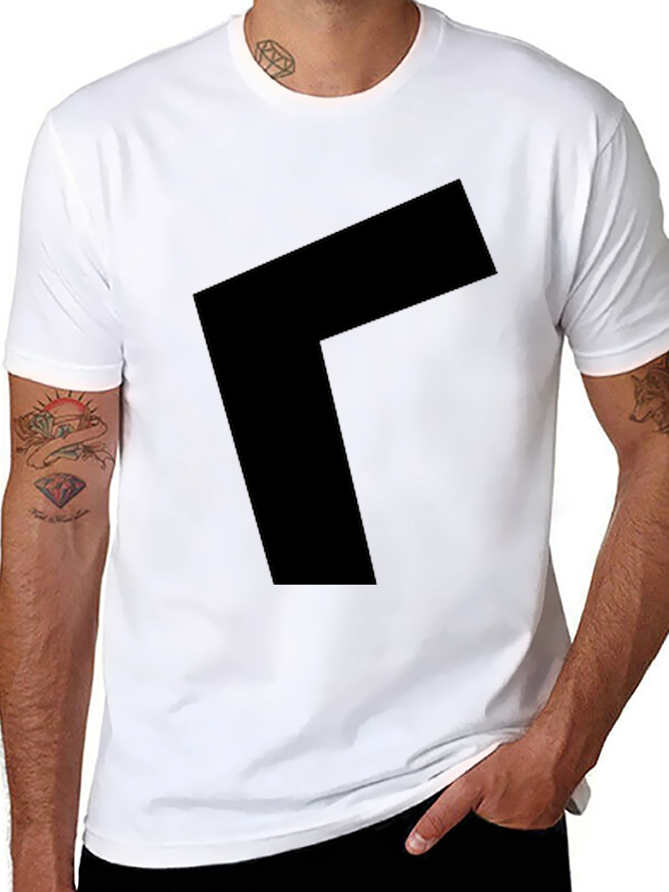 Black Modern Geometric Black Graphic Tee view 8