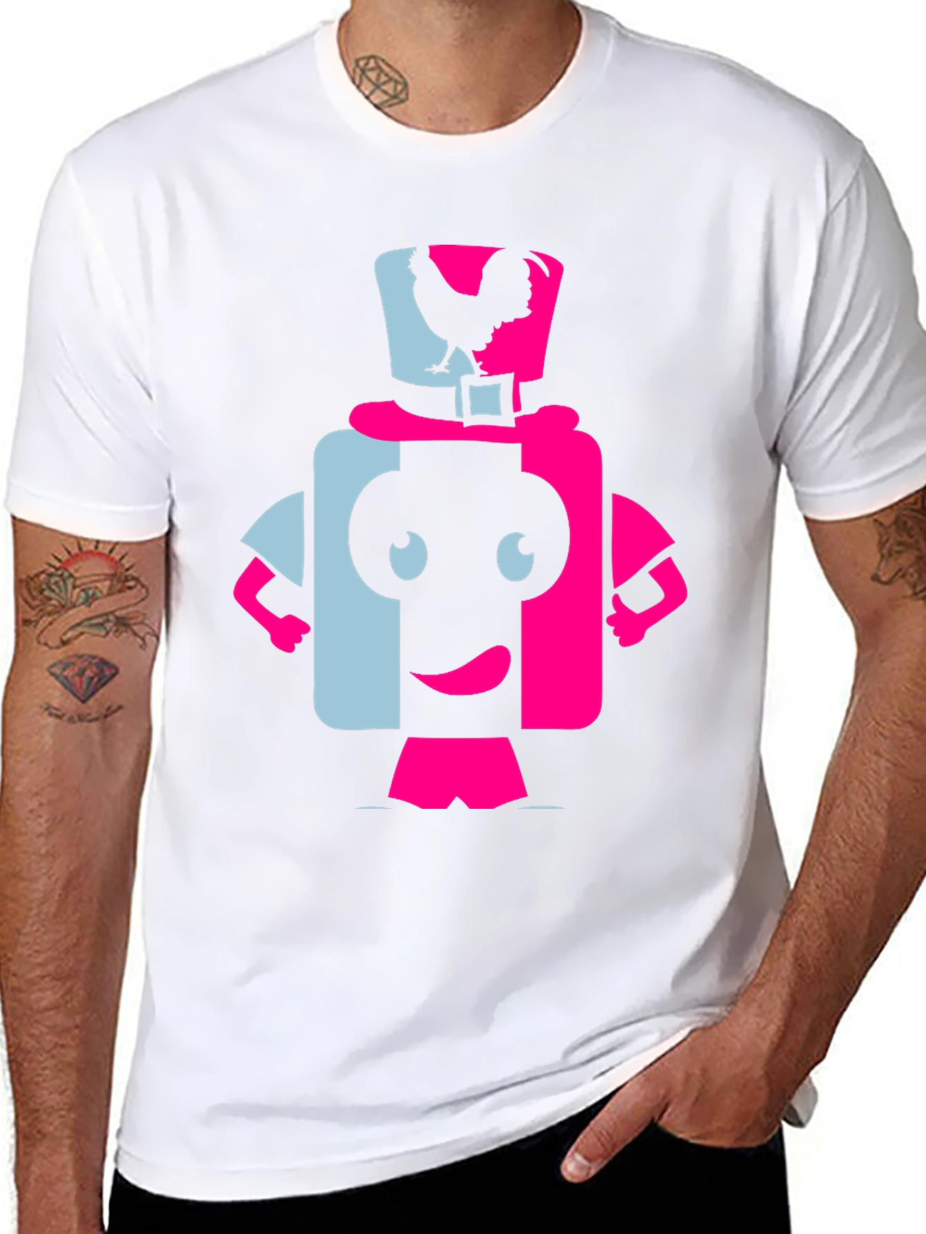 Black Funky Rooster Character Graphic Tee view 8