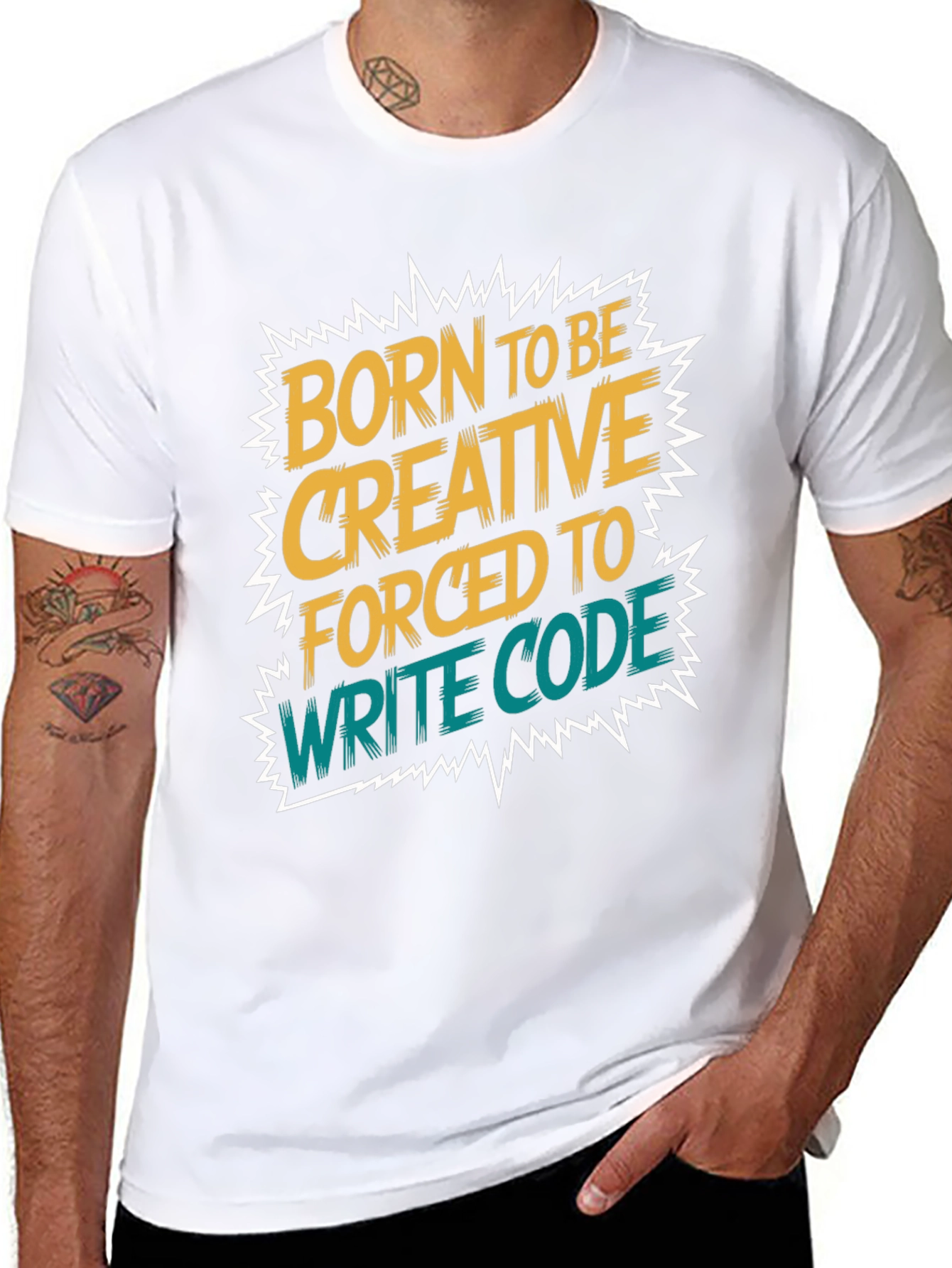 Black Born to Be Creative T-Shirt - Coding Humor view 8
