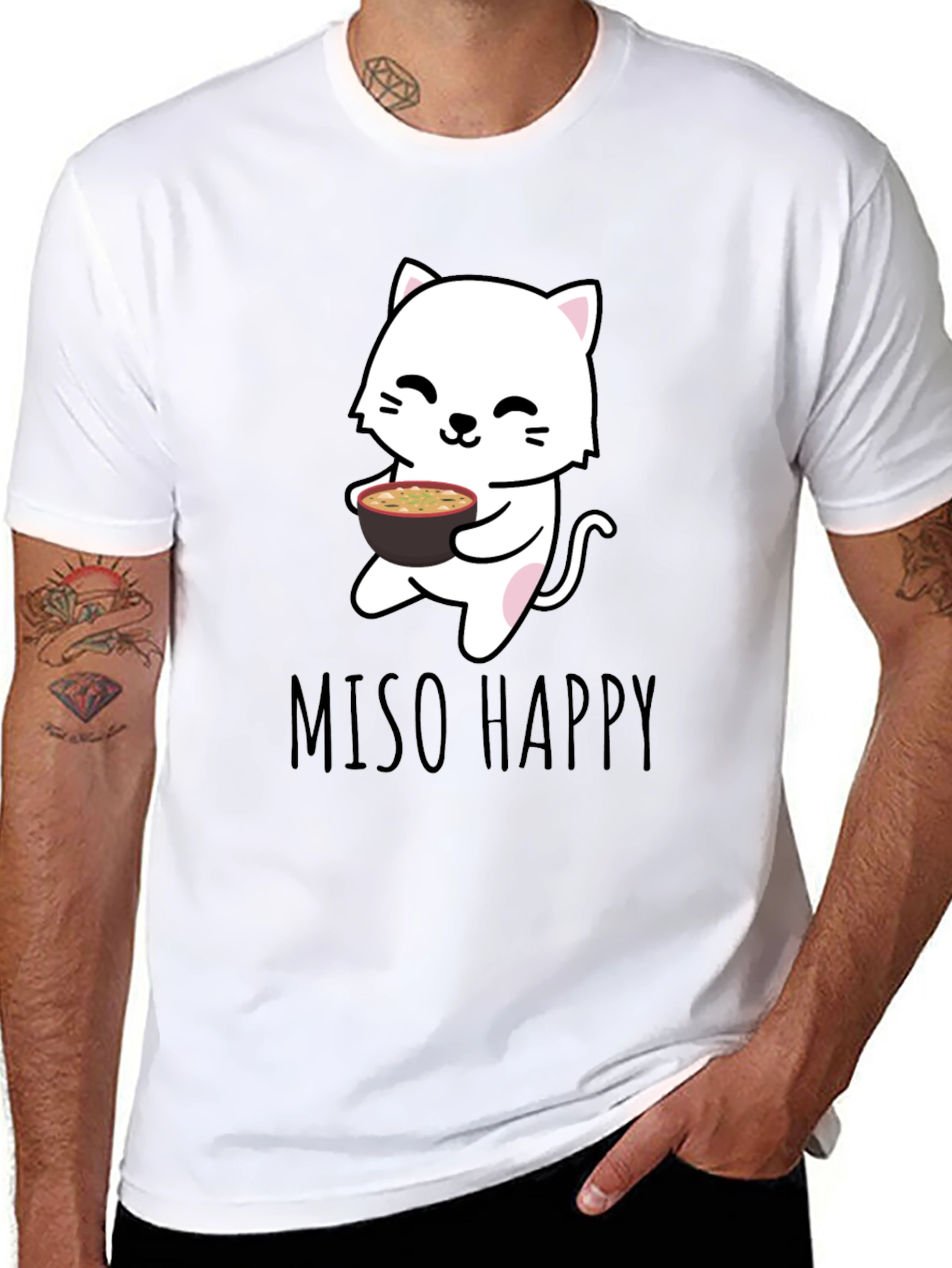 Black Miso Happy Cat T-Shirt - Black view 8