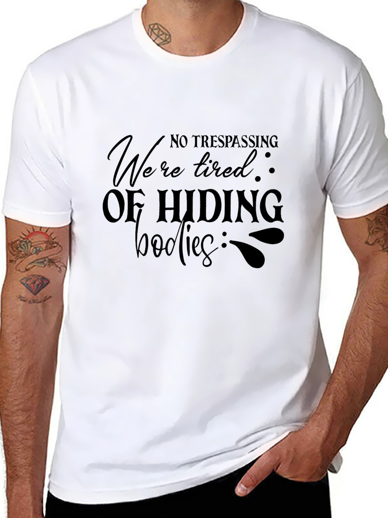 Black No Trespassing Funny Sarcastic T-Shirt view 8