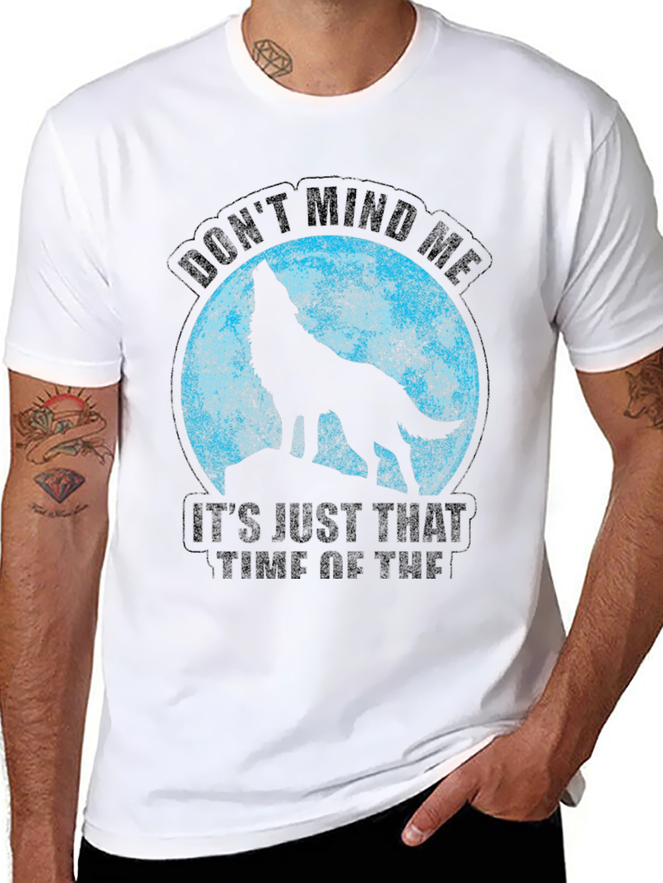 Black Wolf Moon T-Shirt - Don't Mind Me Funny Tee view 8