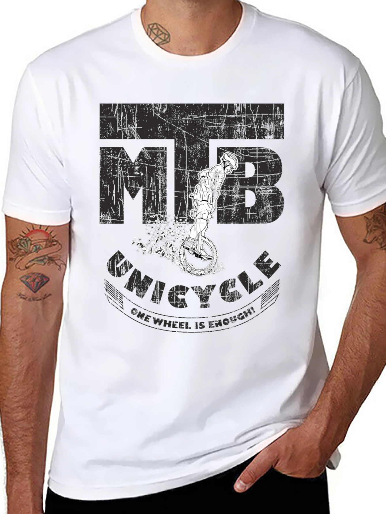 Black MTB Unicycle T-Shirt - One Wheel is Enough! view 8