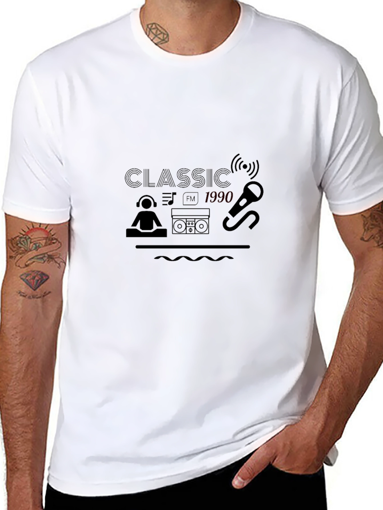 Black Classic 1990 Graphic Tee - Retro Style view 8