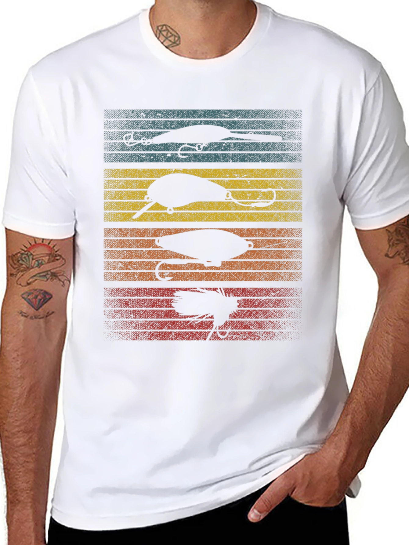 Black Vintage Fishing Lures Graphic Tee view 8