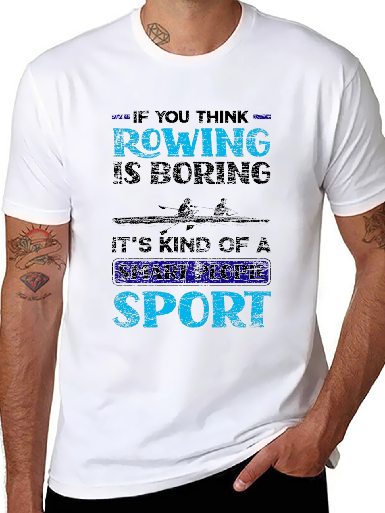 Black Rowing Smart People Sport Graphic T-Shirt view 8