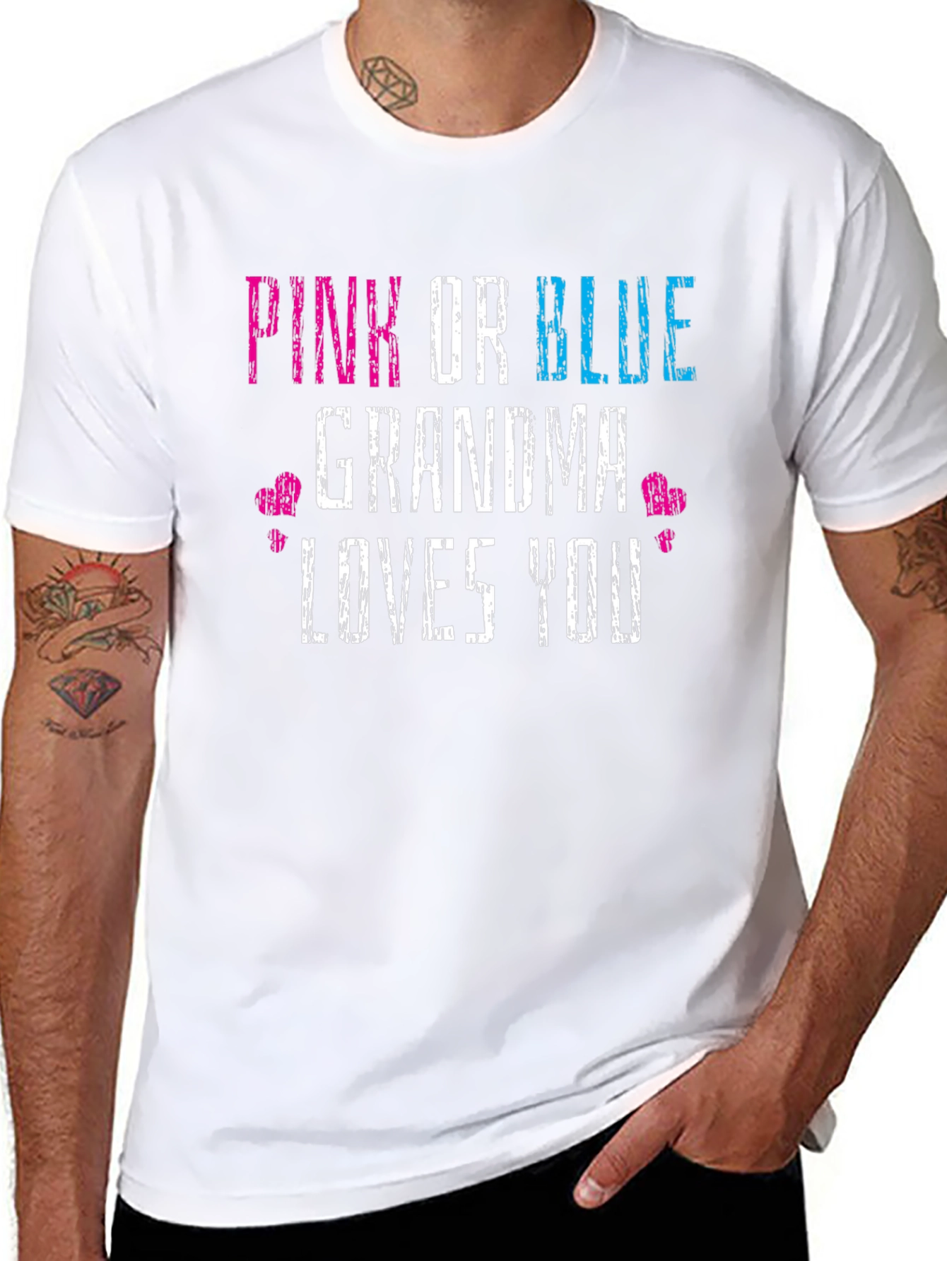 Black Pink or Blue Grandma Loves You Gender Reveal T-Shirt view 8