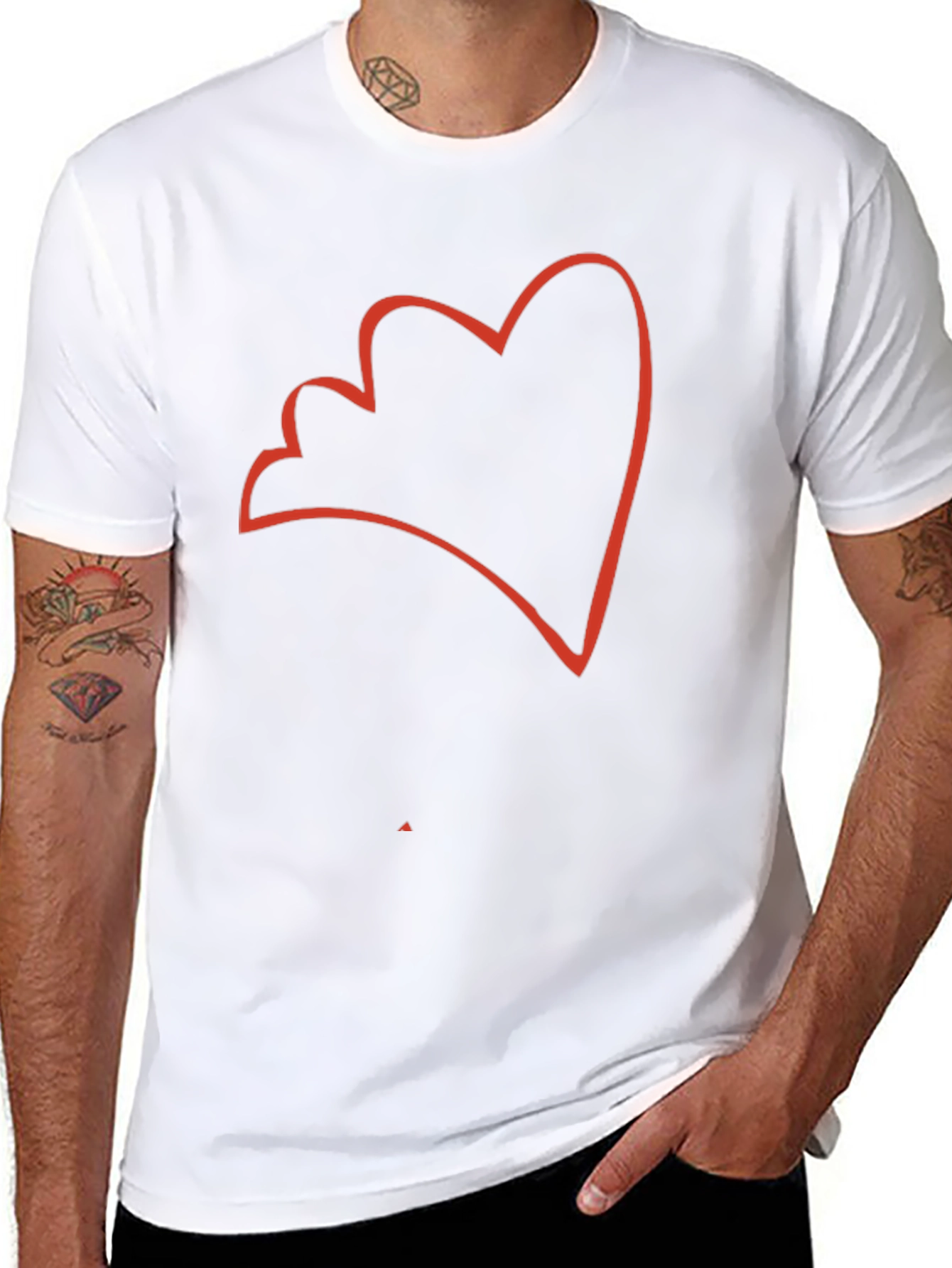 Black Abstract Heart Outline Men's Black T-Shirt view 8