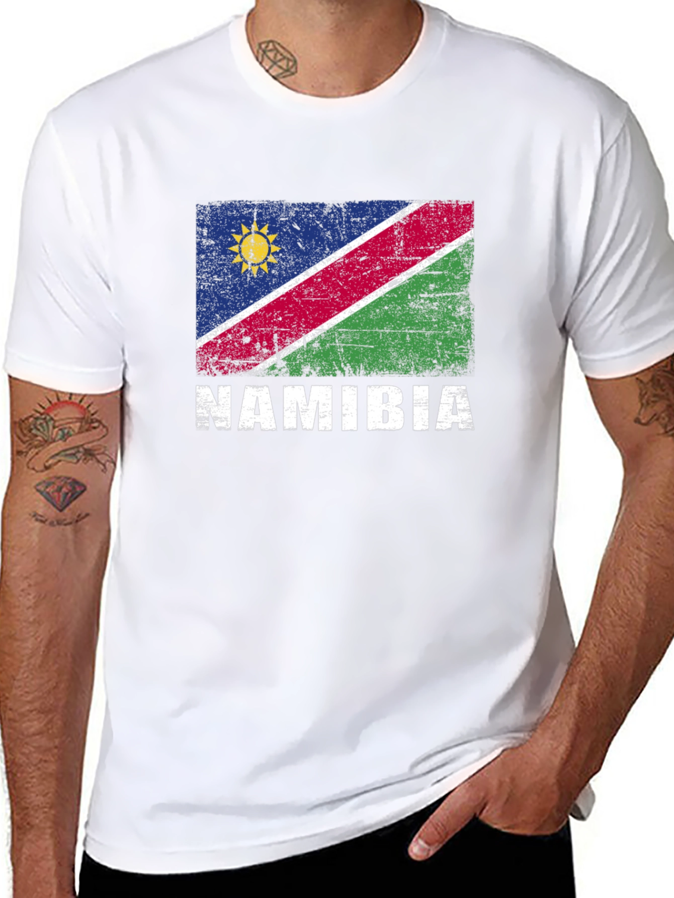 Black Namibia Flag T-Shirt - Vintage Graphic Tee view 8