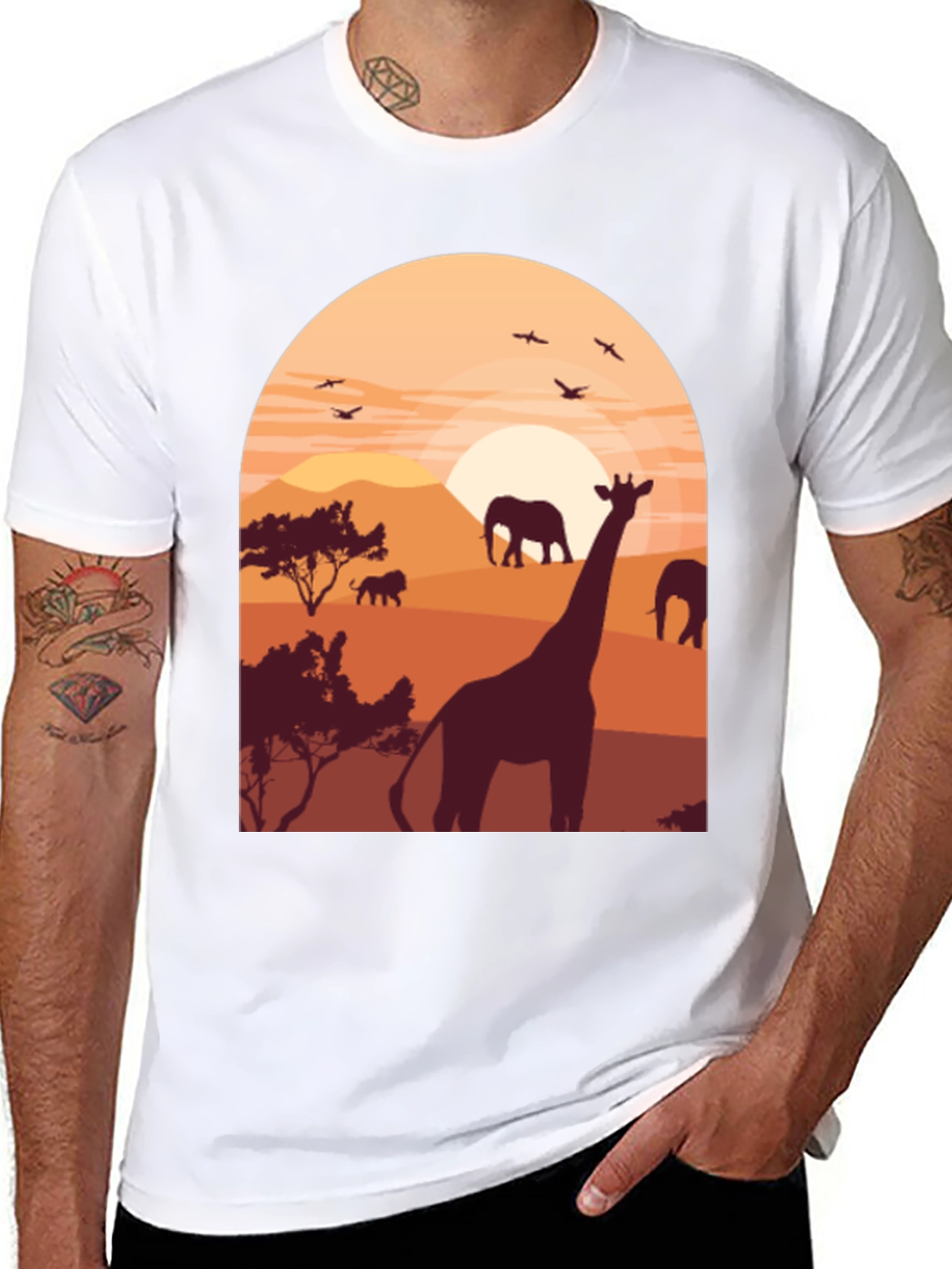Black Safari Sunset Graphic Tee - Black view 8