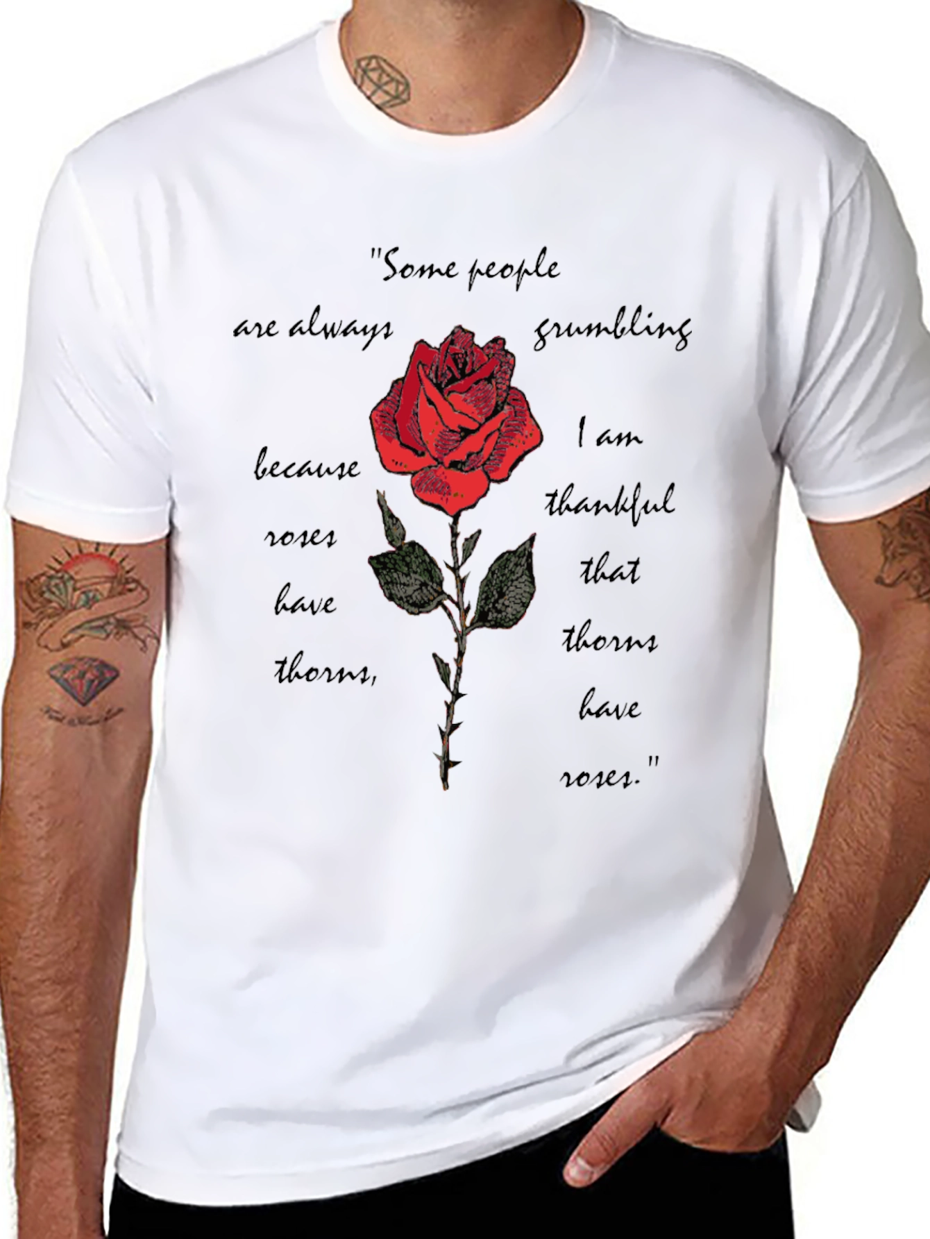 Rose & Thorns T-Shirt: Gratefulness Graphic Tee - 8