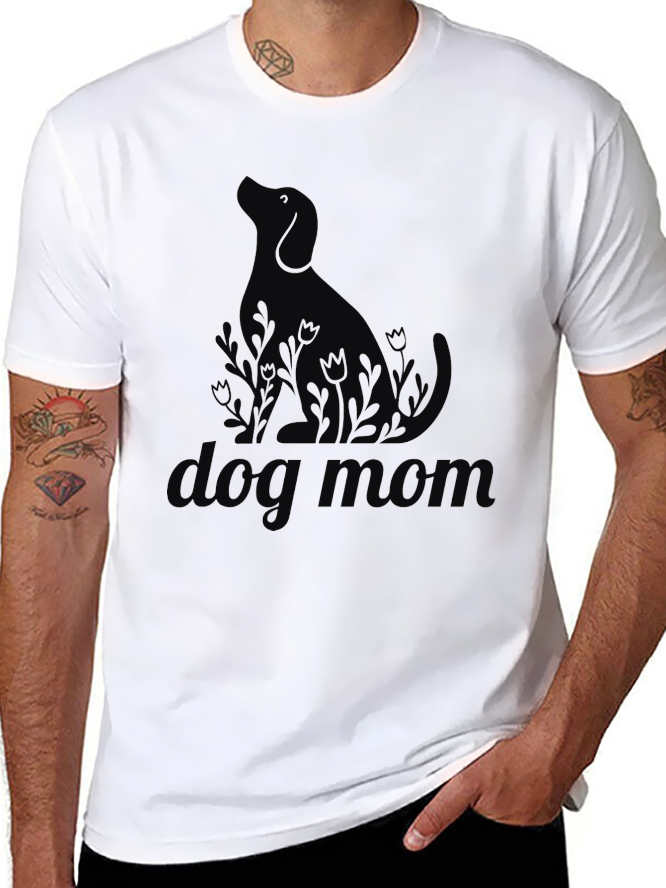 Black Dog Mom Graphic Black T-Shirt view 8