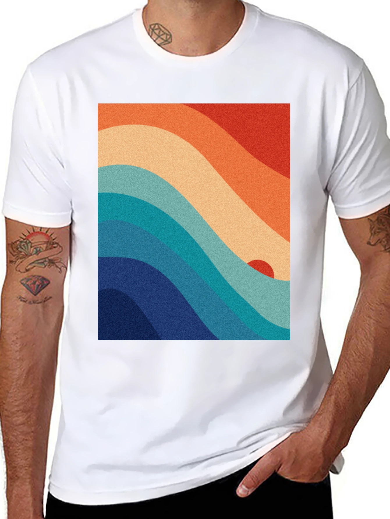 Black Retro Wave Graphic Tee - Vintage Style view 8