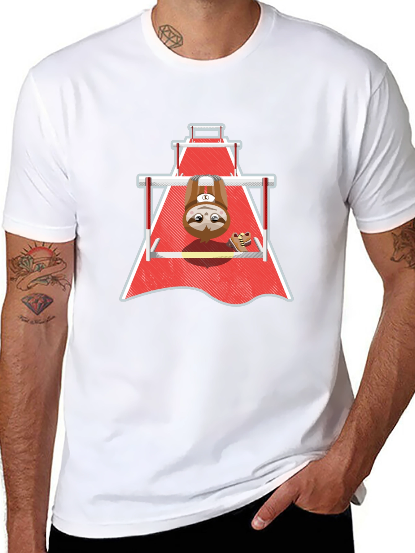Black Sloth Gymnast T-Shirt - Funny Workout Tee view 8
