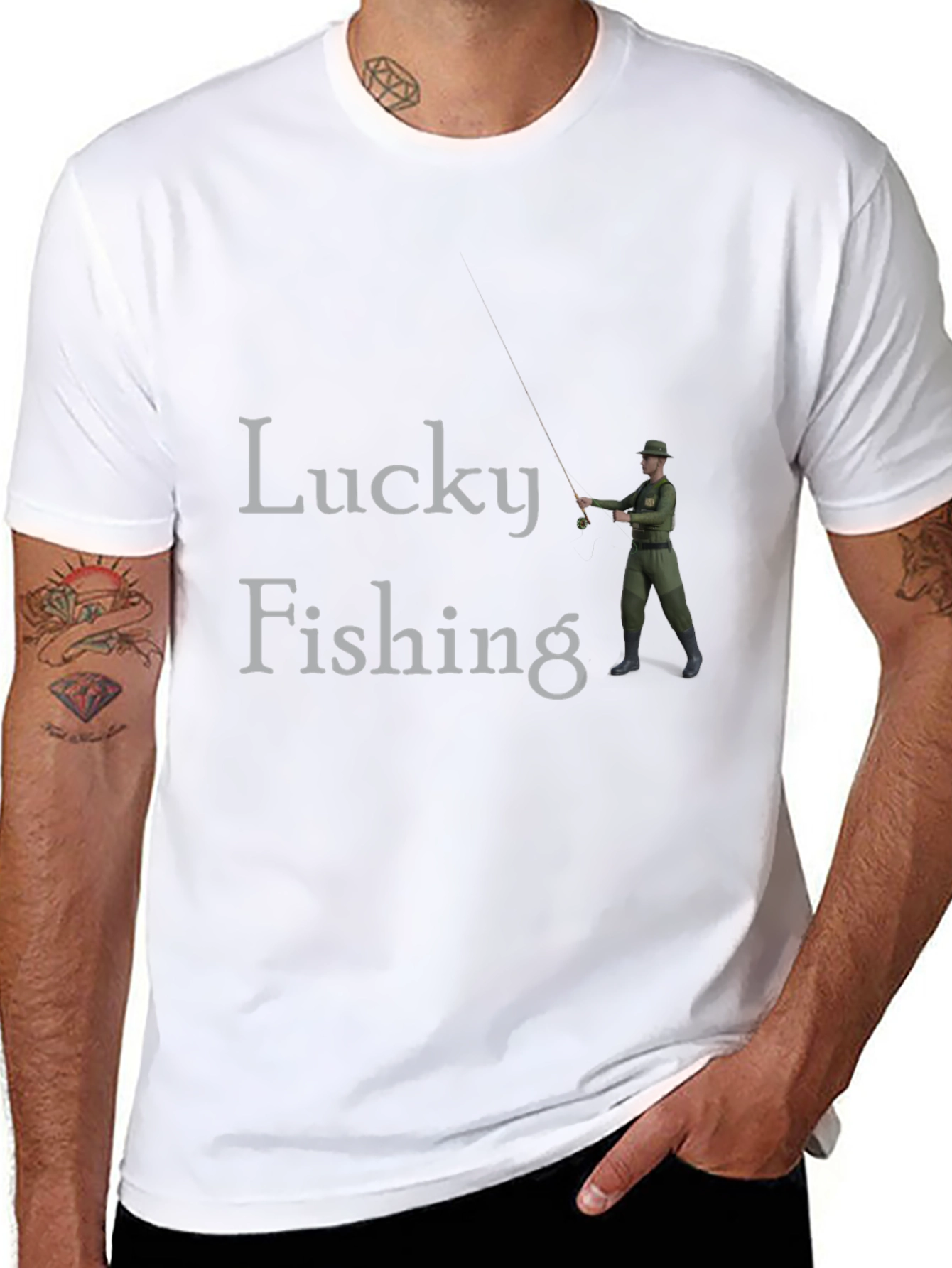 Black Lucky Fishing Graphic Tee - Black Cotton view 8