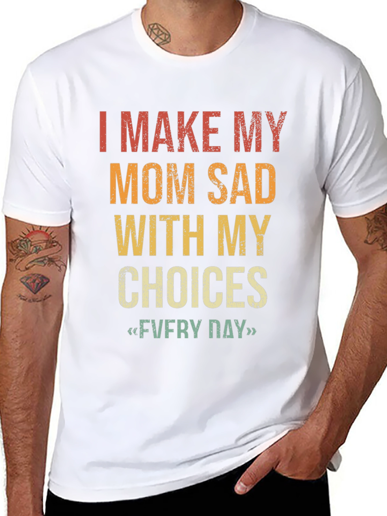 Black Funny "I Make My Mom Sad" Graphic T-Shirt view 8