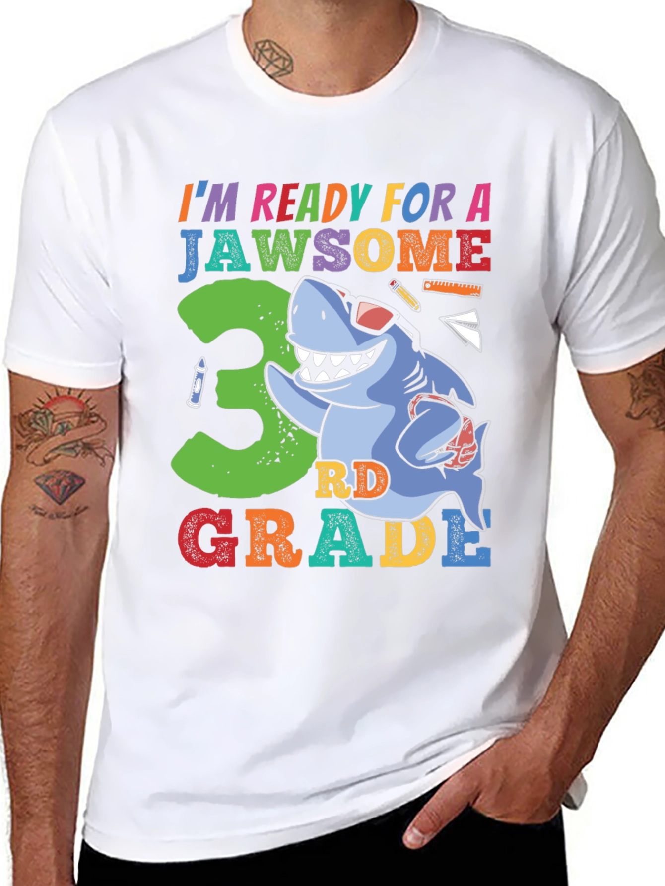 Black Jawsome 3rd Grade Shark T-Shirt view 8