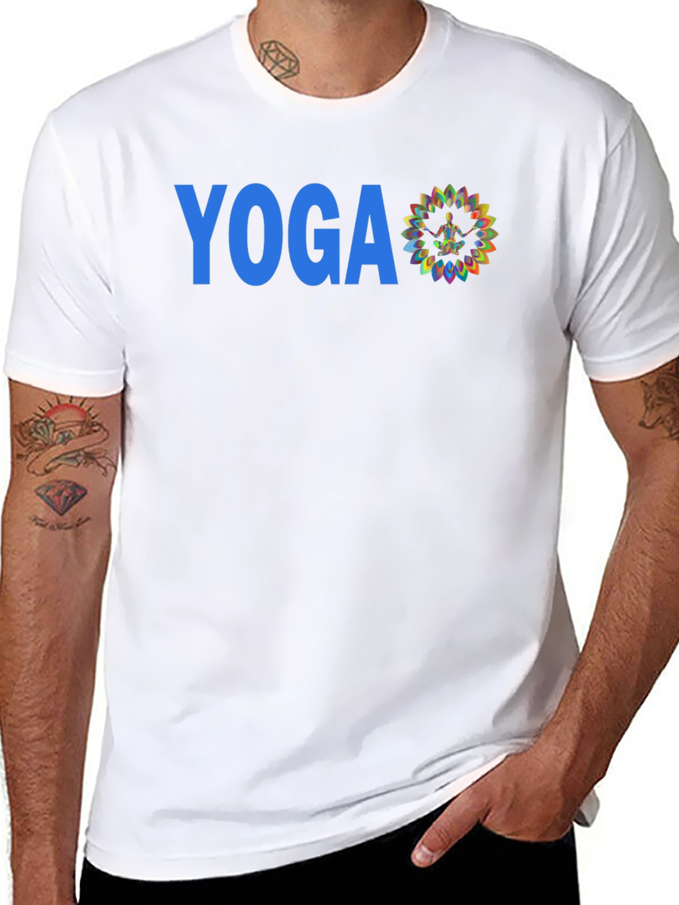 Black Yoga Graphic Tee - Men's Black Cotton T-Shirt view 8