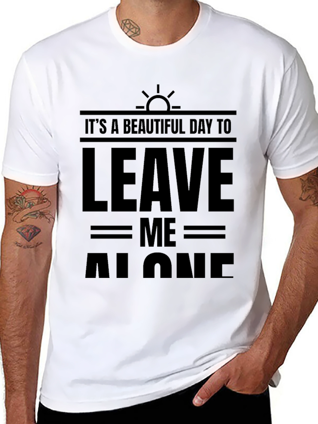 Black It's A Beautiful Day To Leave Me Alone T-Shirt view 8