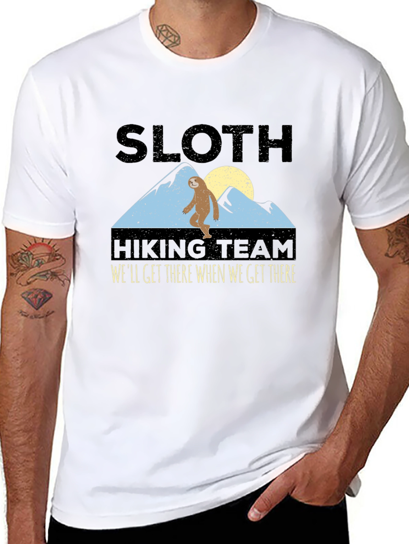 Black Sloth Hiking Team T-Shirt - We'll Get There When We Get There view 8