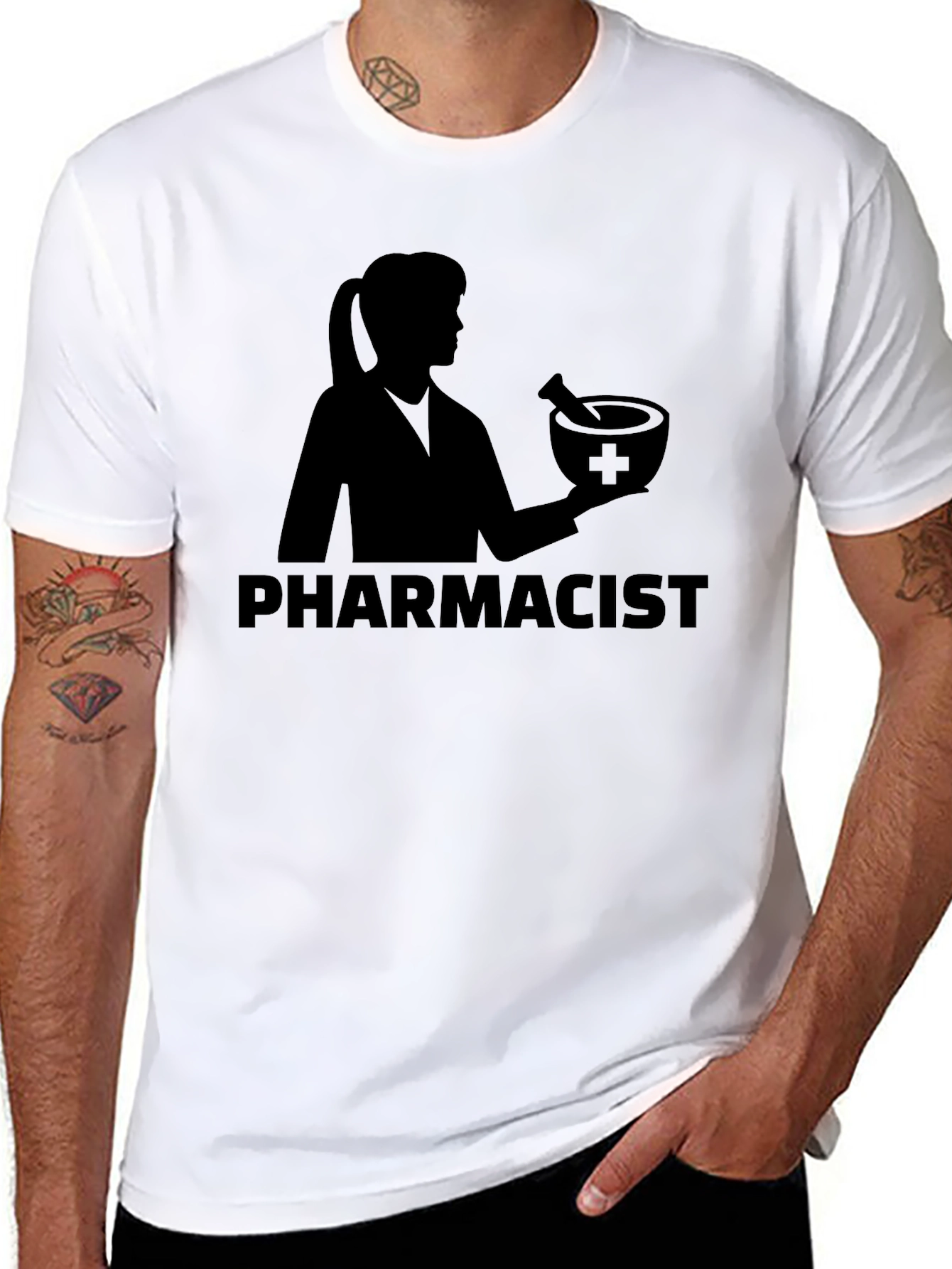 Black Pharmacist T-Shirt - Black Unisex Tee view 8