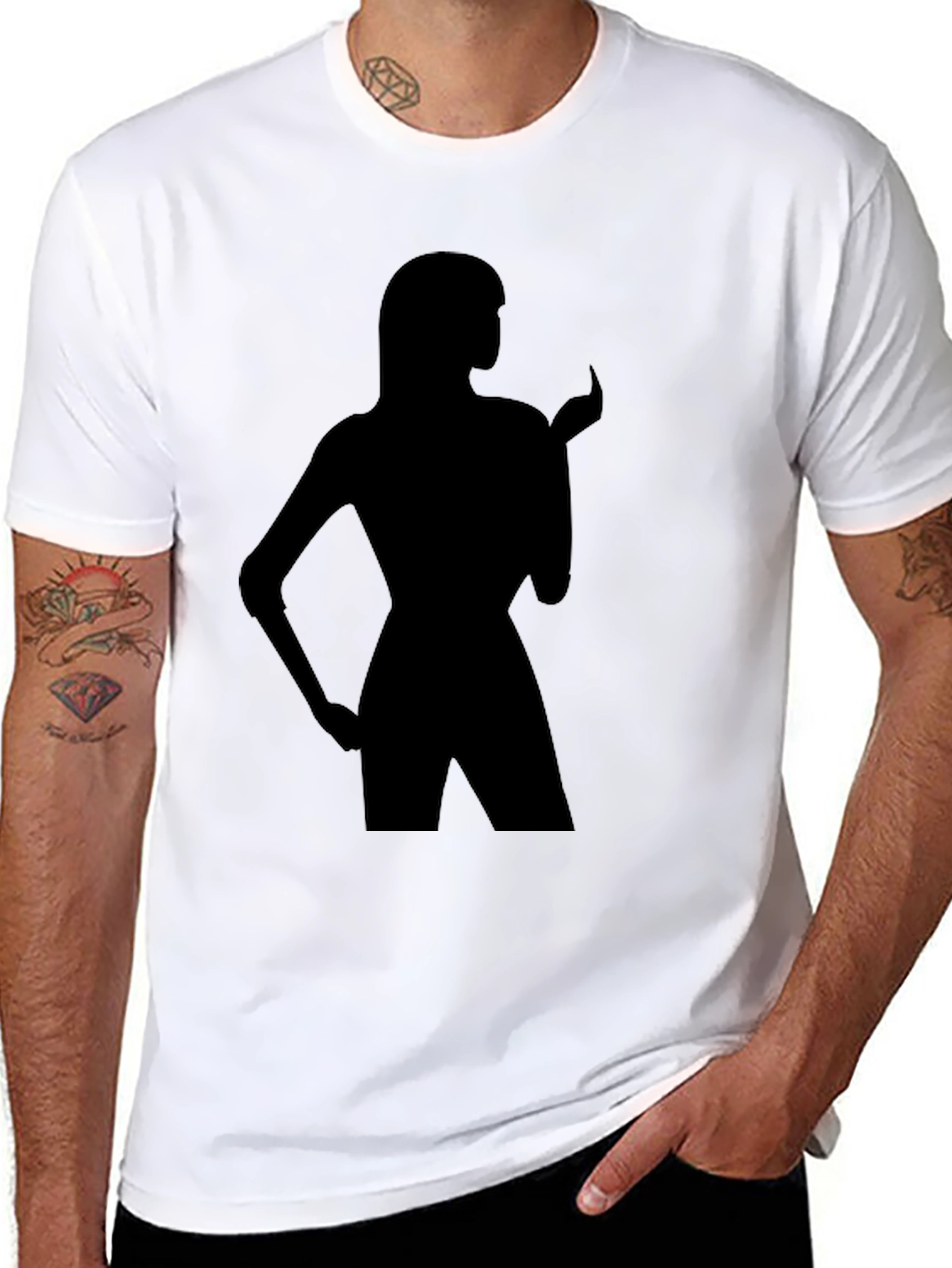 Black Silhouette Tee - Black T-Shirt with Figure Graphic view 8