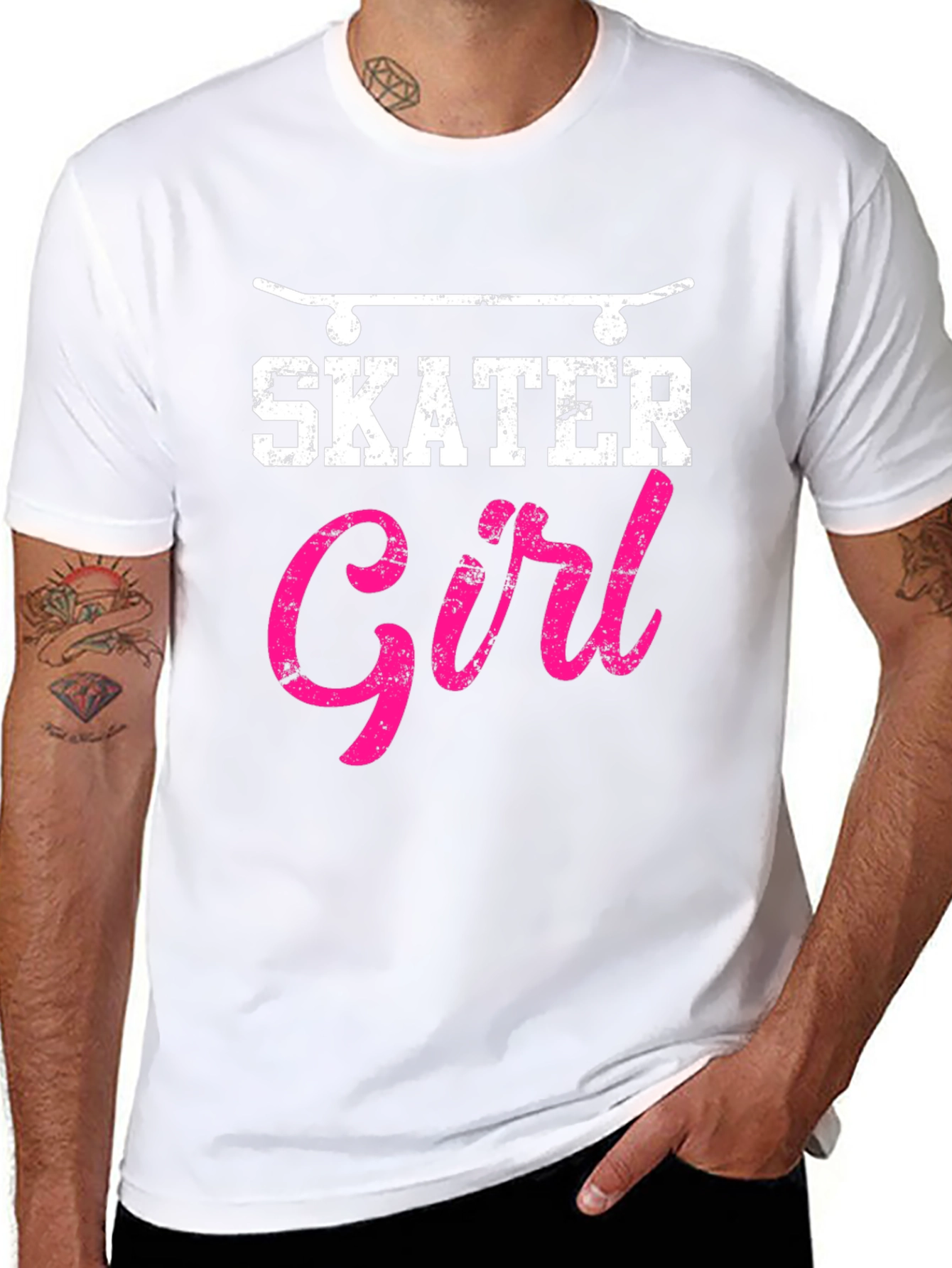 Black Skater Girl Graphic T-Shirt - Cool Skateboarding Tee view 8