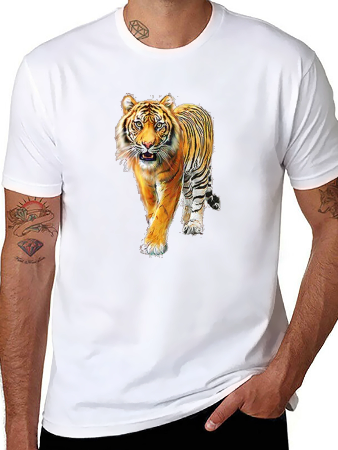 Black Tiger Graphic Print Black T-Shirt view 8