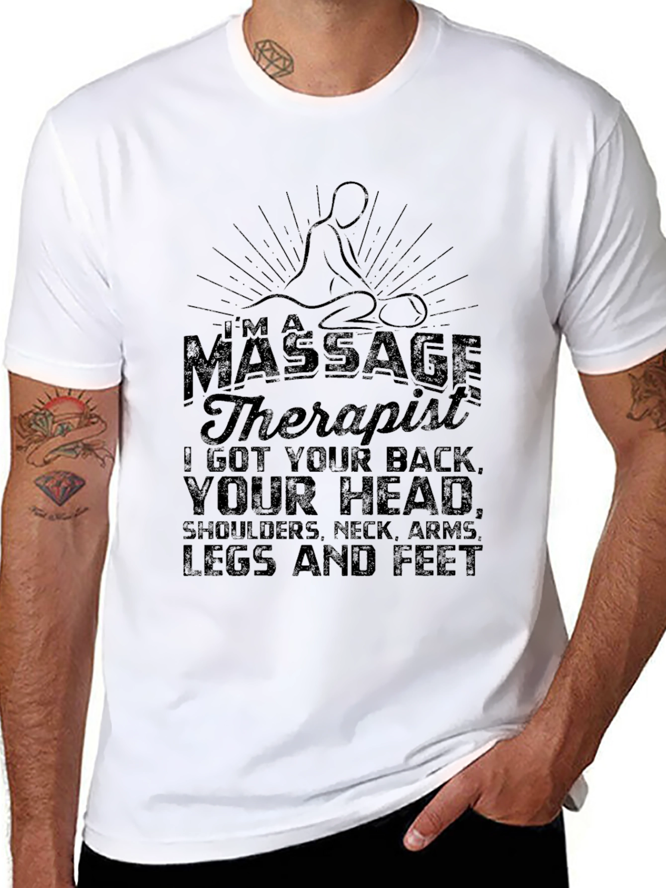 Black Massage Therapist Graphic T-Shirt - I Got Your Back view 8