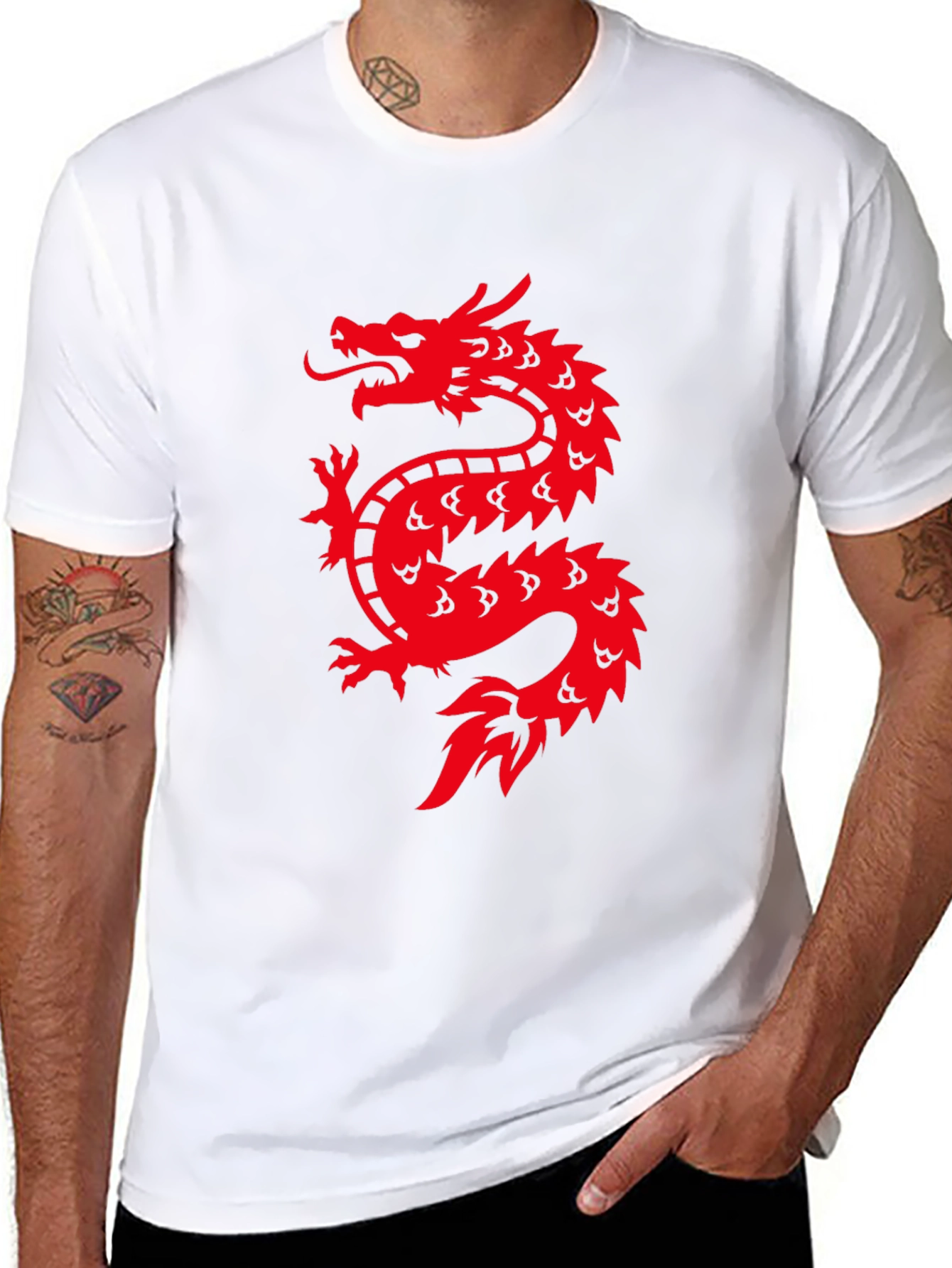 Black Red Dragon Graphic Print Black T-Shirt view 8