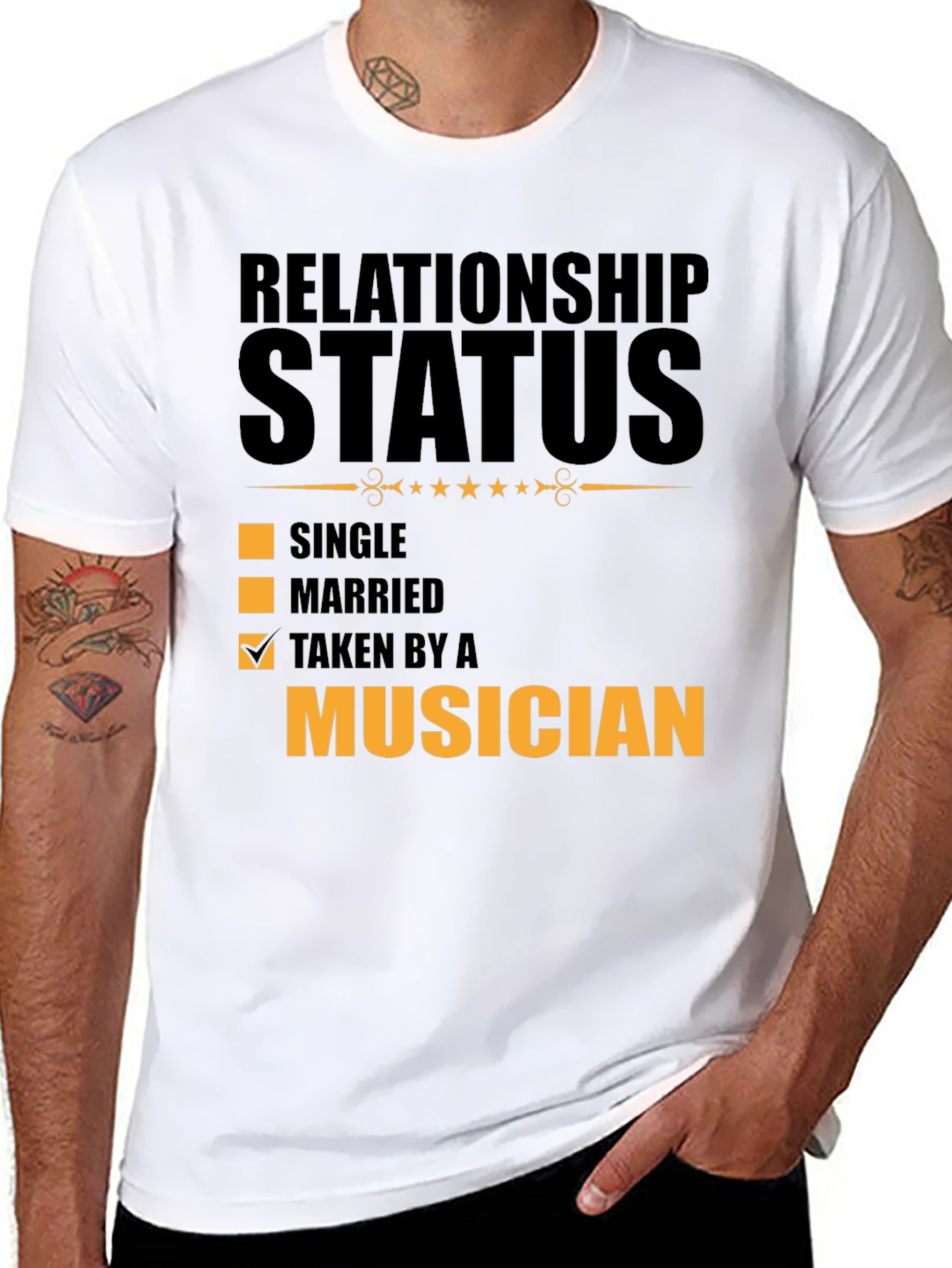 Black Taken By A Musician Relationship Status Graphic Tee view 8