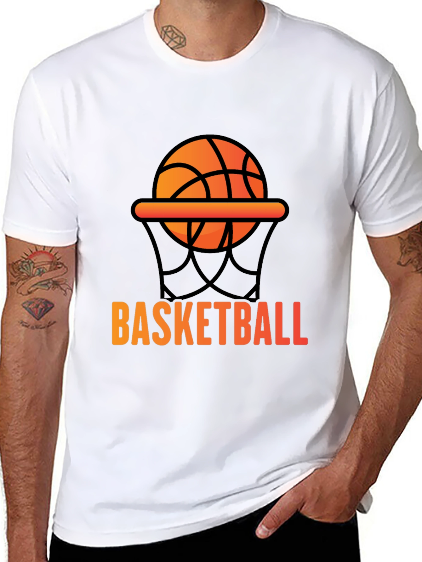 Black Basketball Graphic Tee - Black Cotton T-Shirt view 8