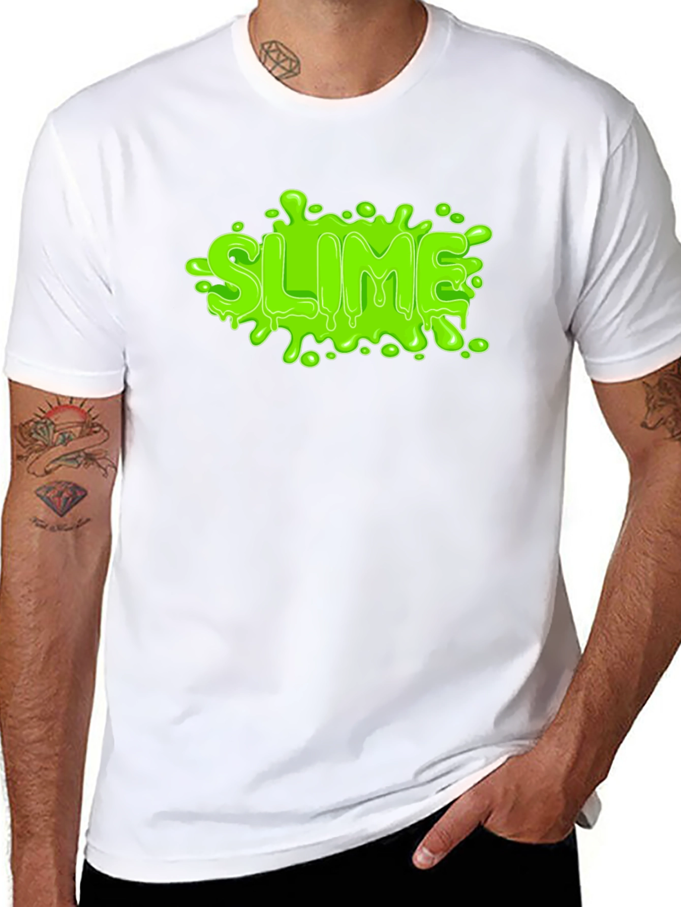 Black Green Slime Graphic Black T-Shirt view 8