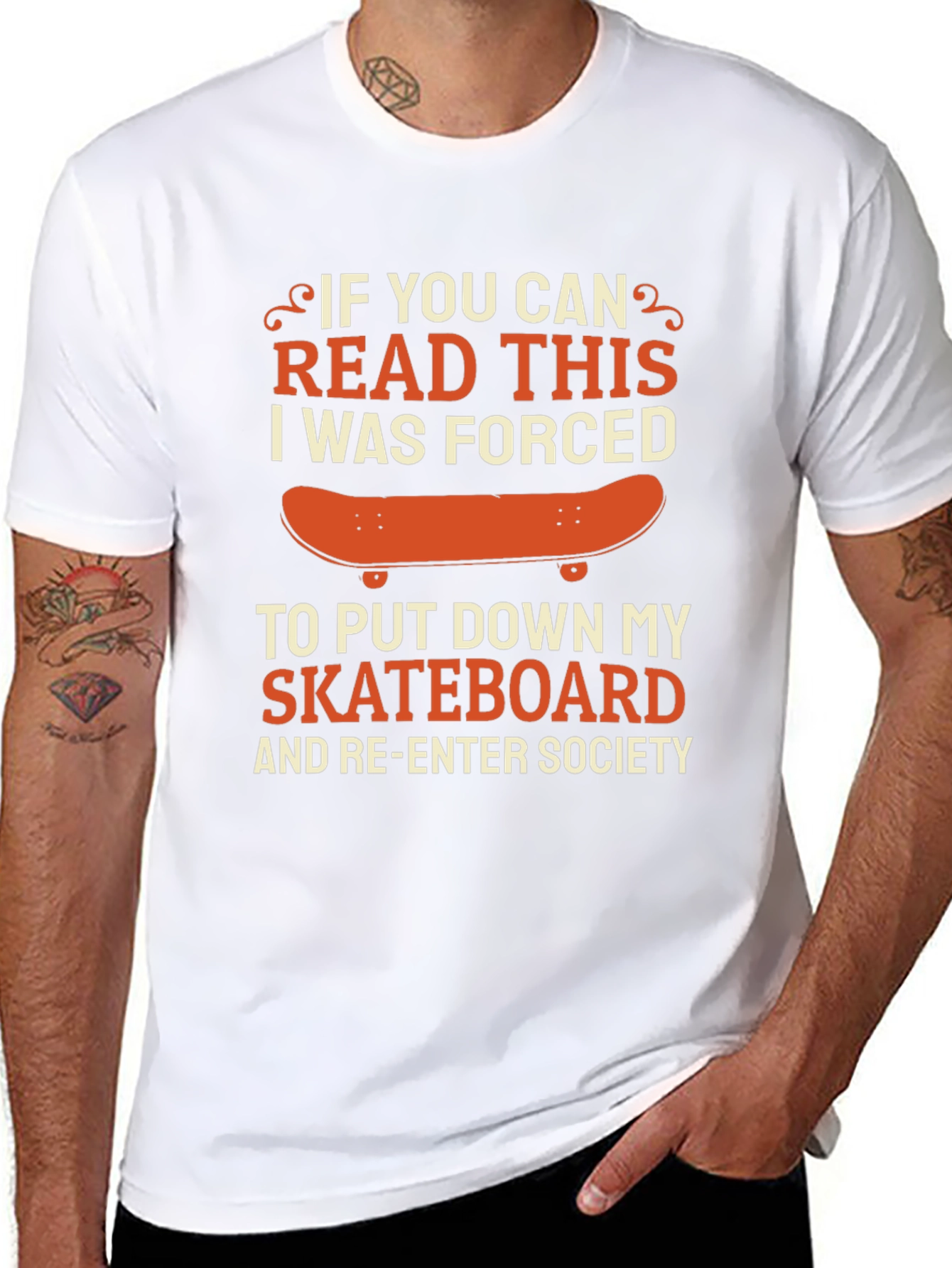 Black Funny Skateboarder T-Shirt: If You Can Read This view 8
