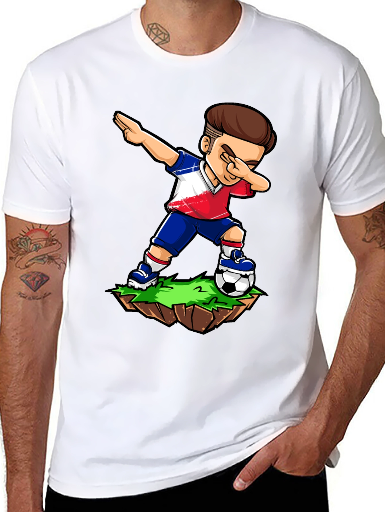 Black Dabbing Soccer Player Graphic Tee view 8