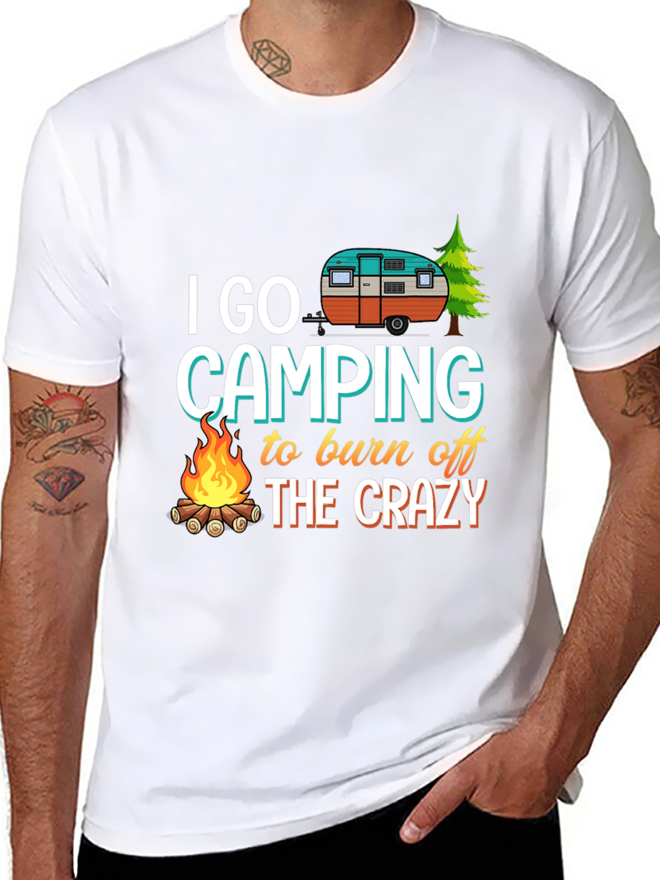 Black Camping T-Shirt: Burn Off The Crazy view 8