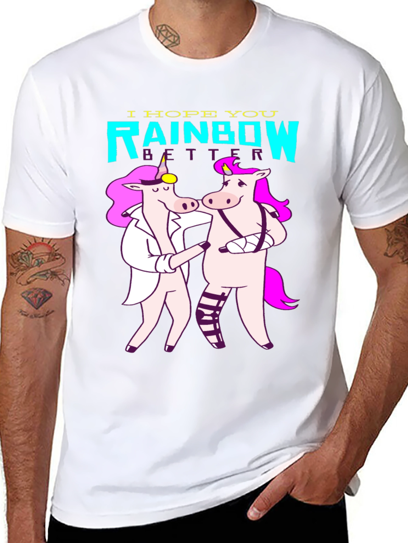 Black Unicorn Rainbow Get Well T-Shirt view 8
